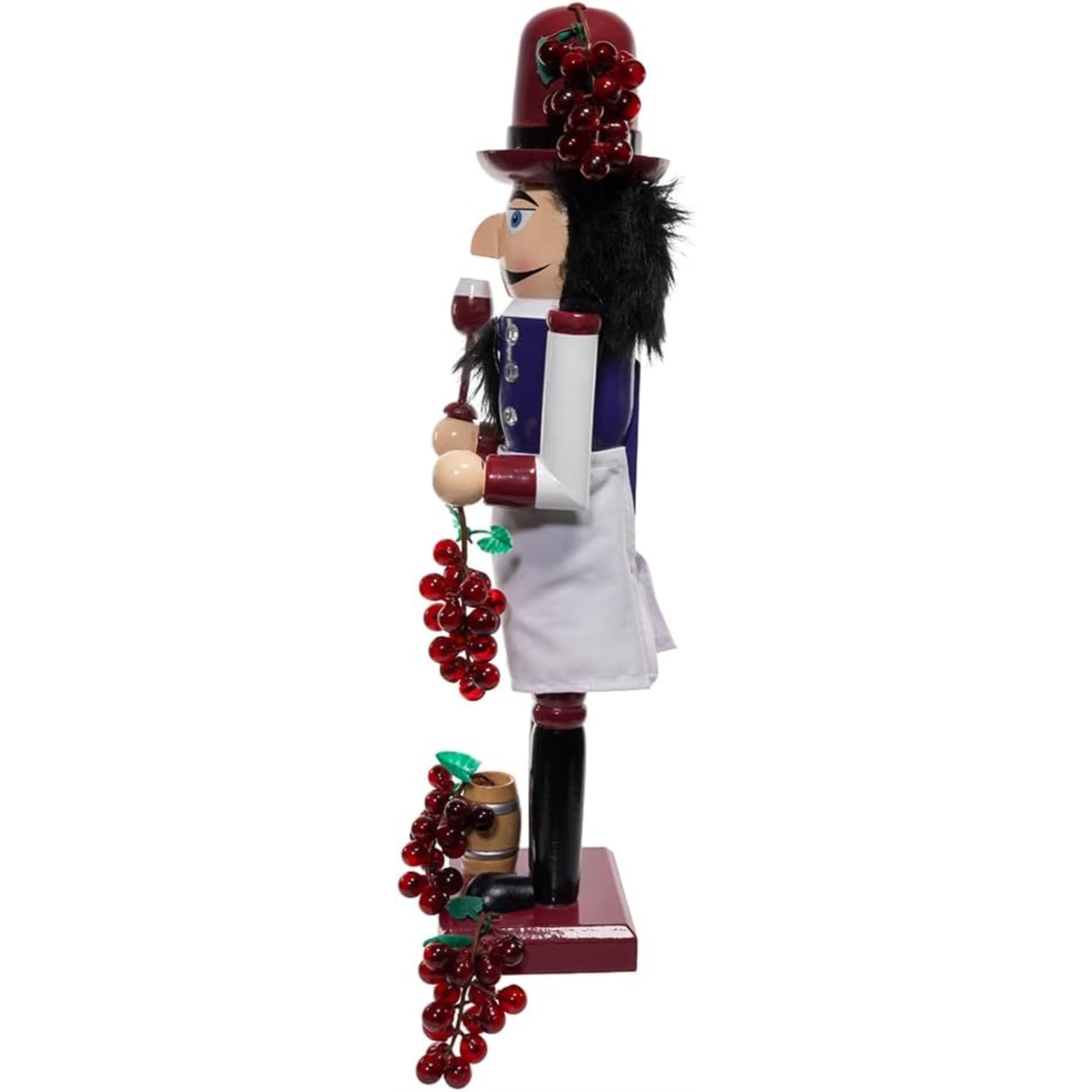 Kurt Adler Wooden Nutcrackers, Wine – Festive Holiday Decor with Grapes and Wine Glass Accents, 15in