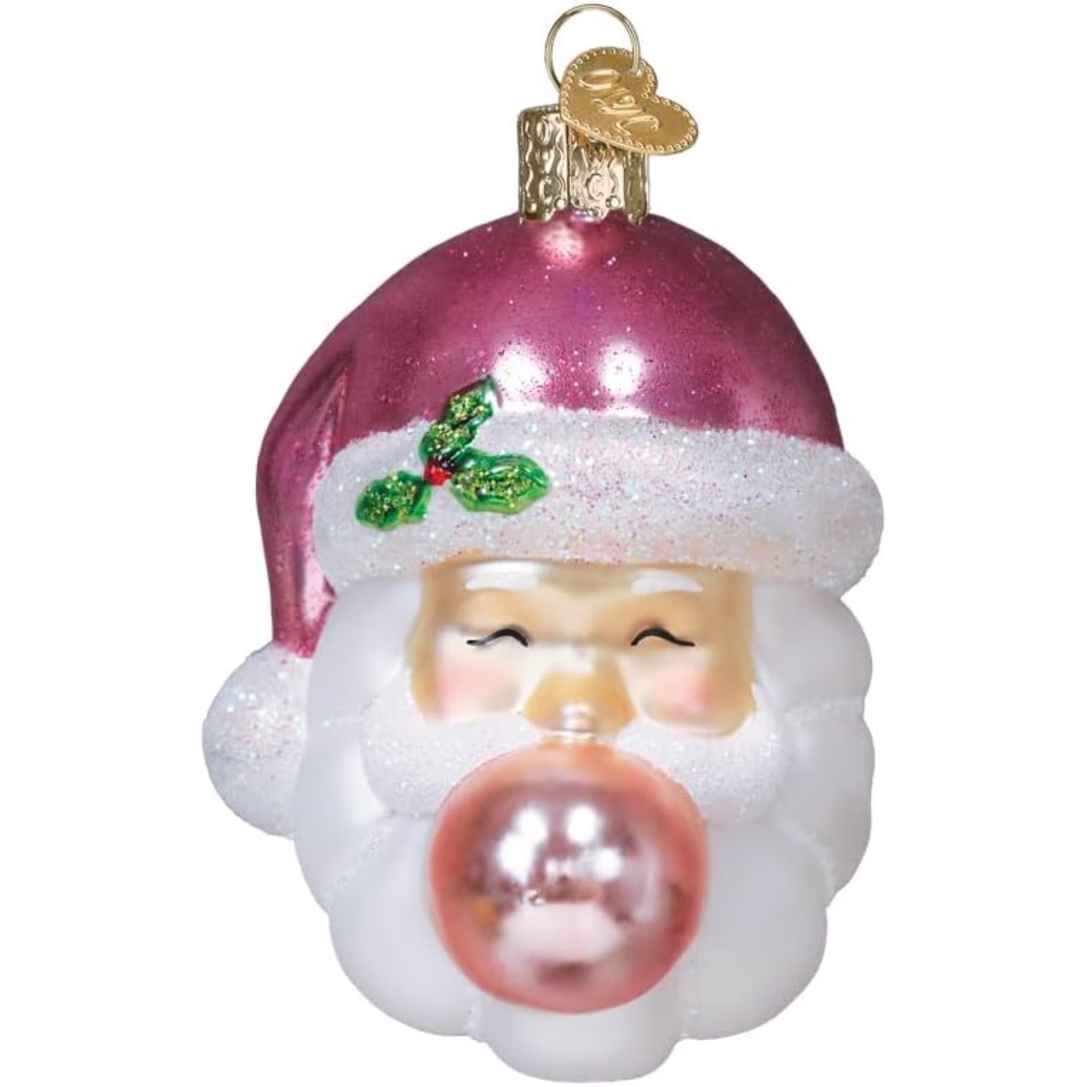 Old World Christmas Blown Glass Ornament for Christmas Tree, Bubblegum Papa Noel