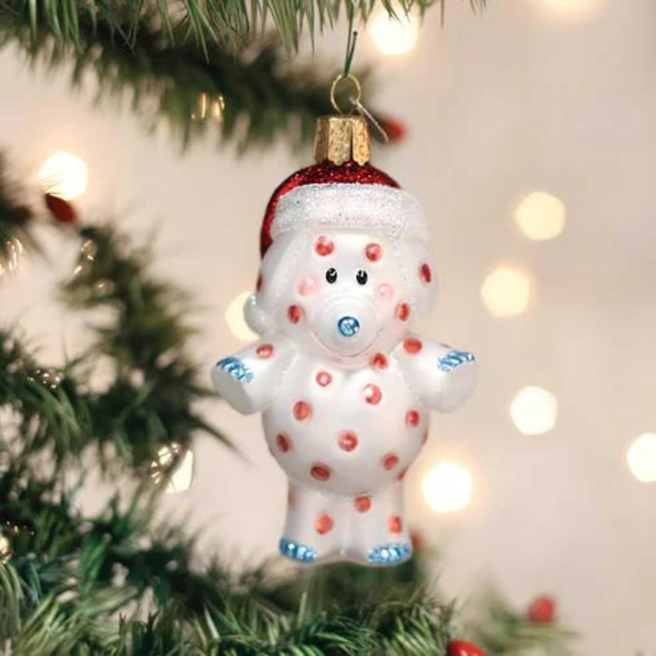 Old World Christmas Blown Glass Ornament for Christmas Tree, Spotted Elephant