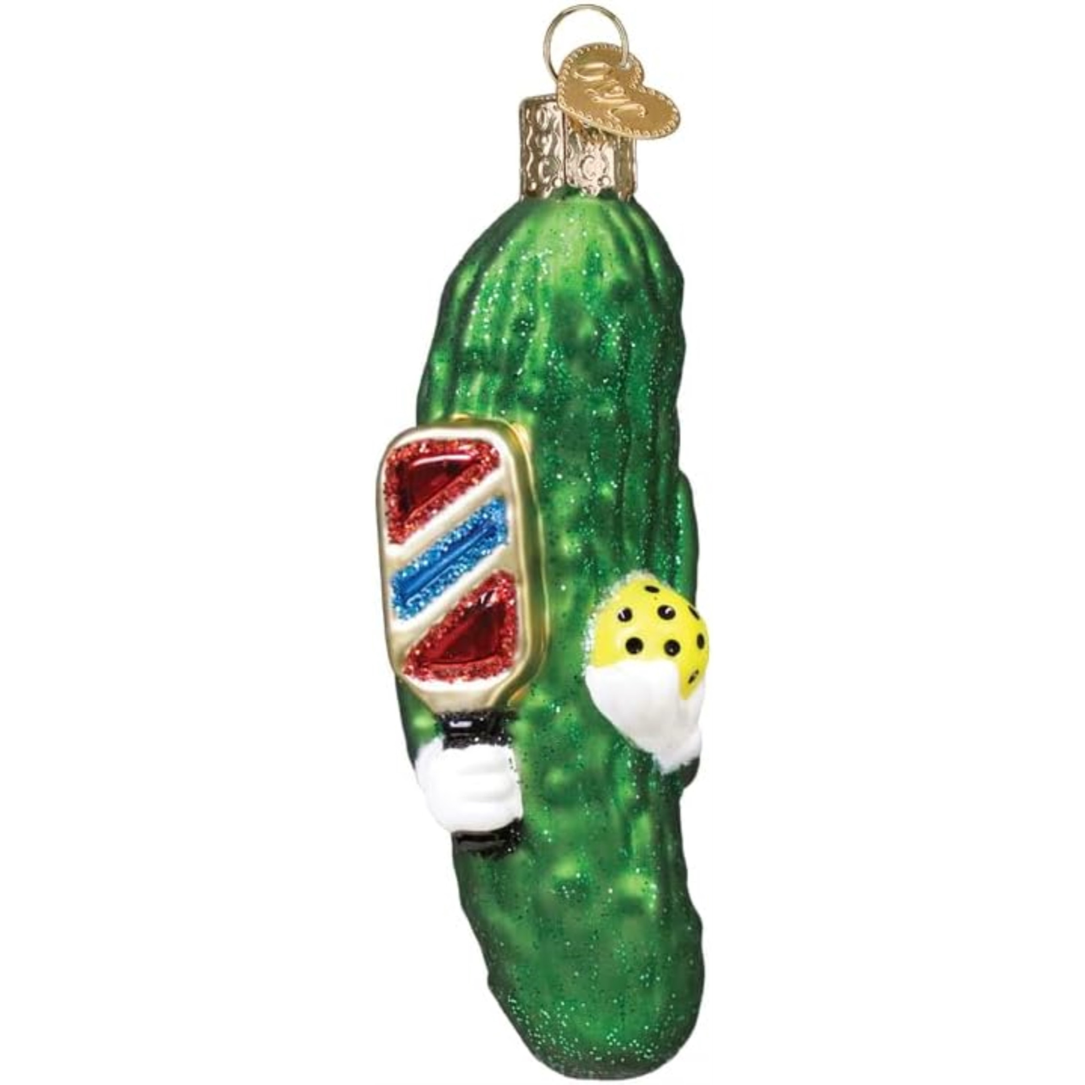 Old World Christmas Blown Glass Ornament for Christmas Tree, Pickleball Pickle