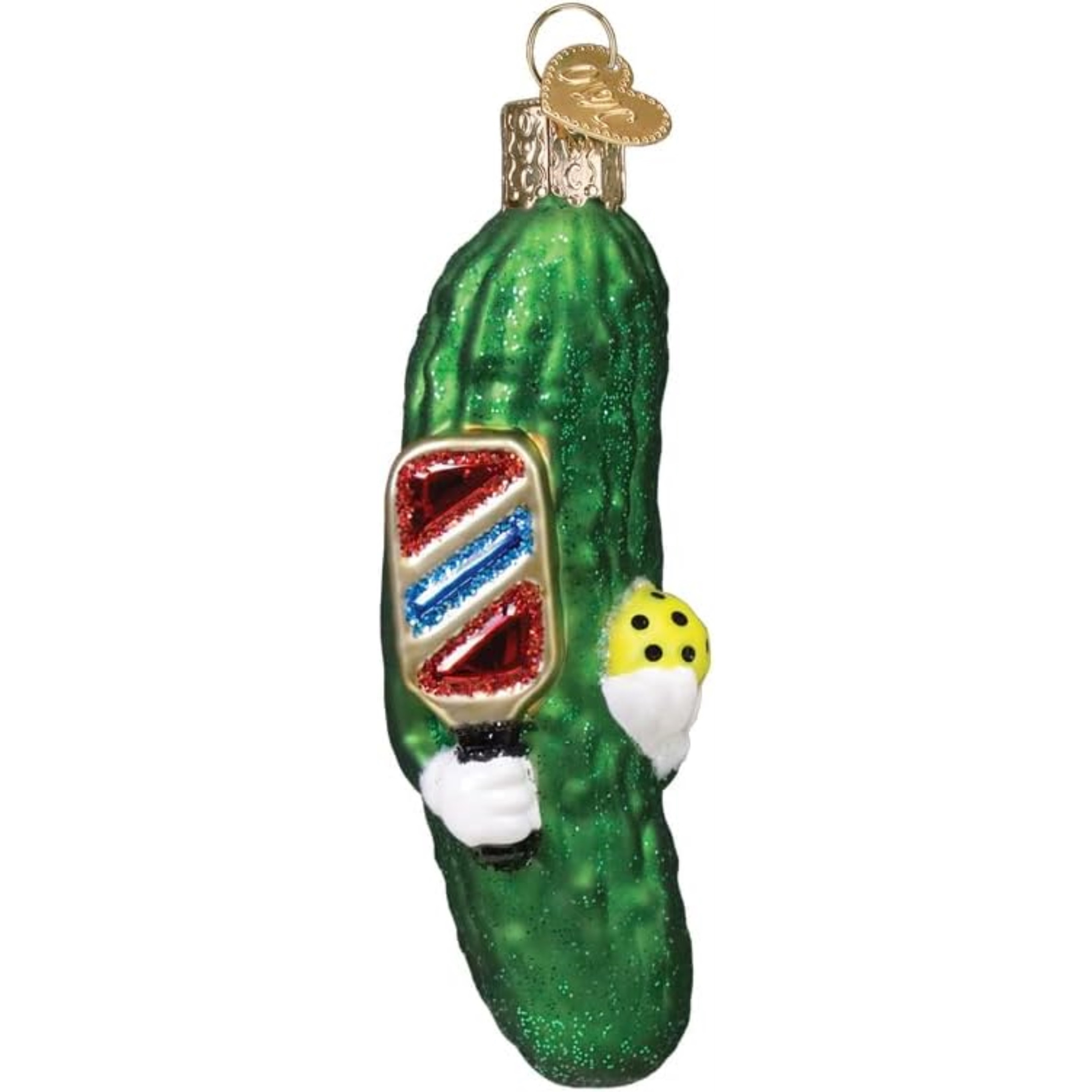 Old World Christmas Blown Glass Ornament for Christmas Tree, Pickleball Pickle