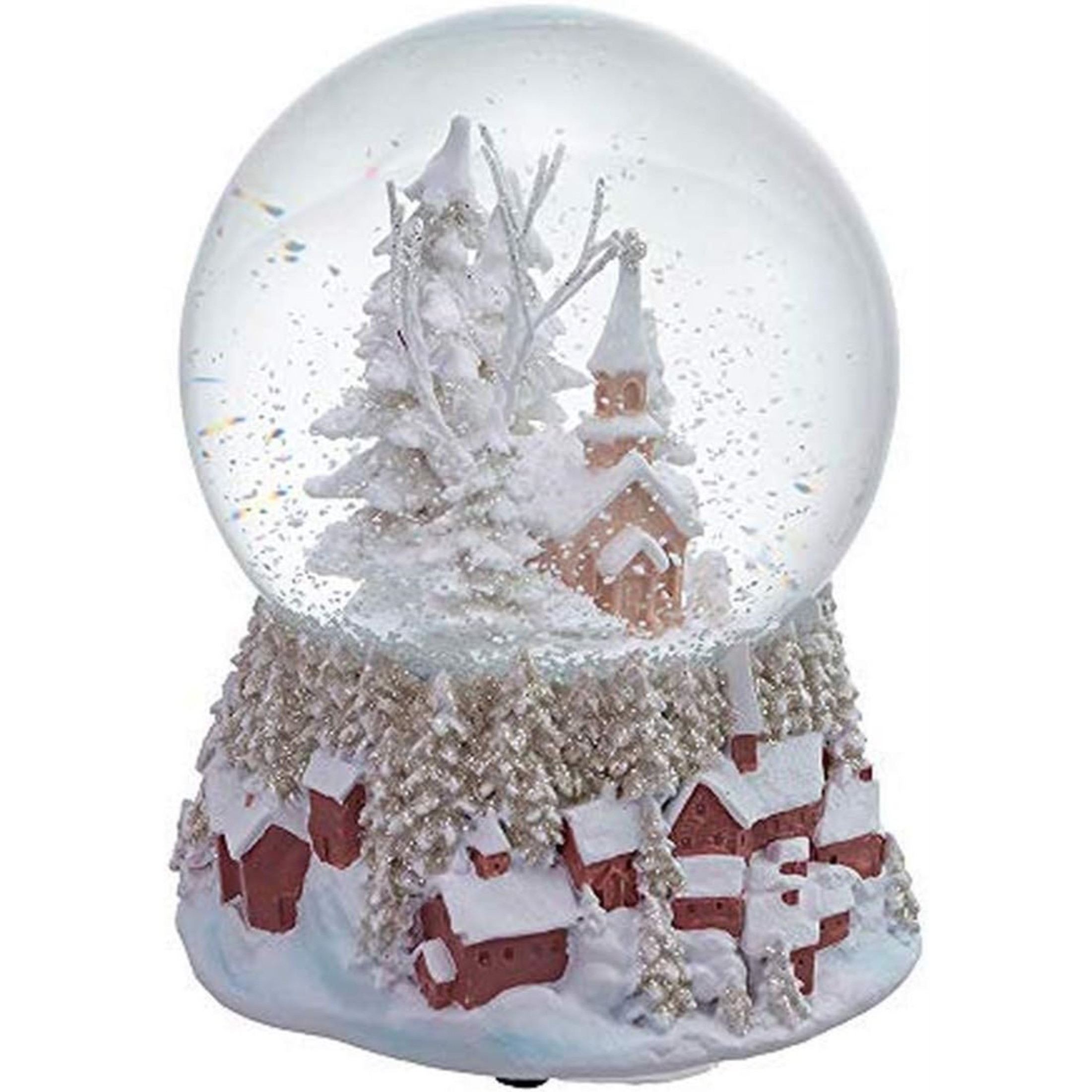 Kurt Adler Wind-Up Musical Church "We Wish You A Merry Christmas" Water Globe, 4"