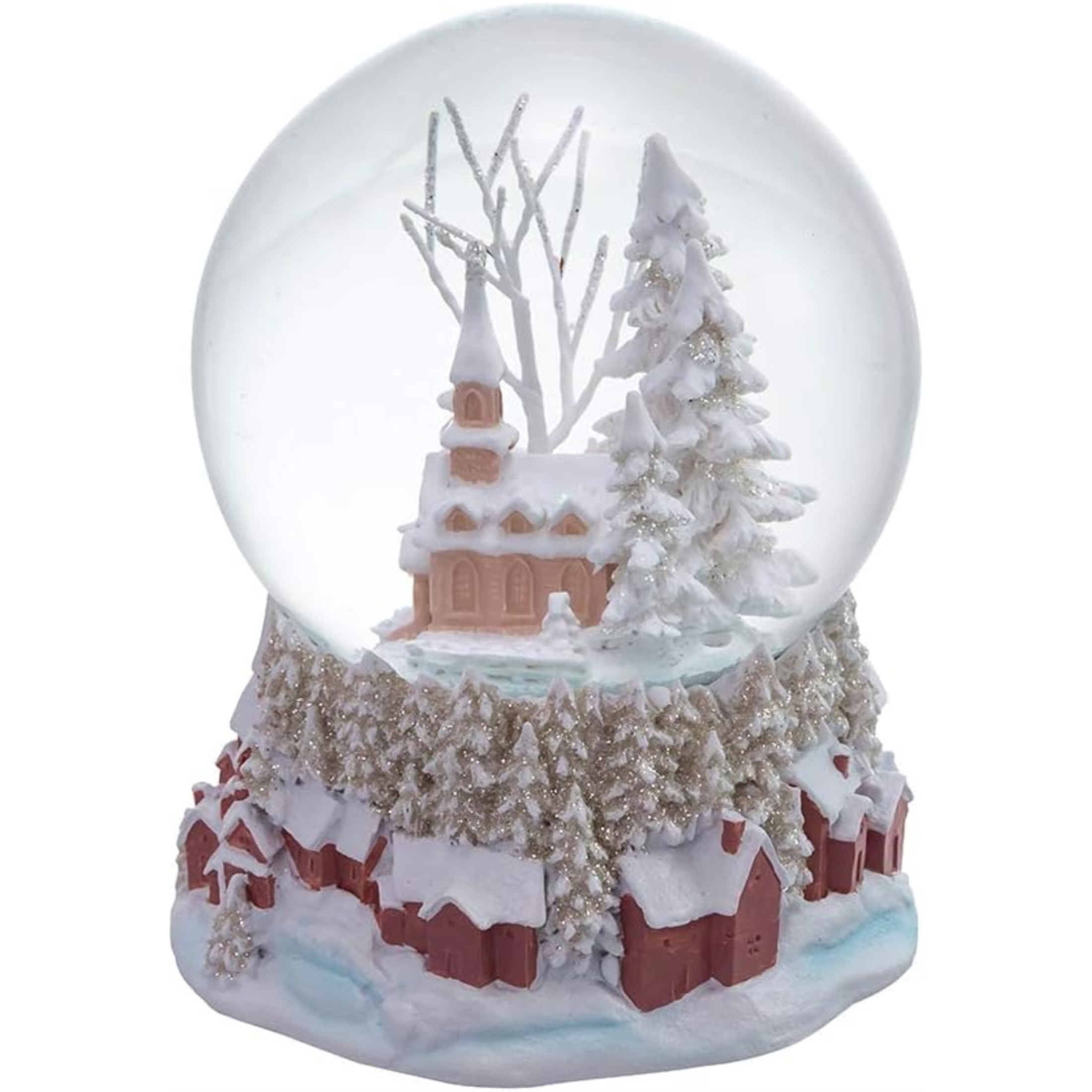 Kurt Adler Wind-Up Musical Church "We Wish You A Merry Christmas" Water Globe, 4"