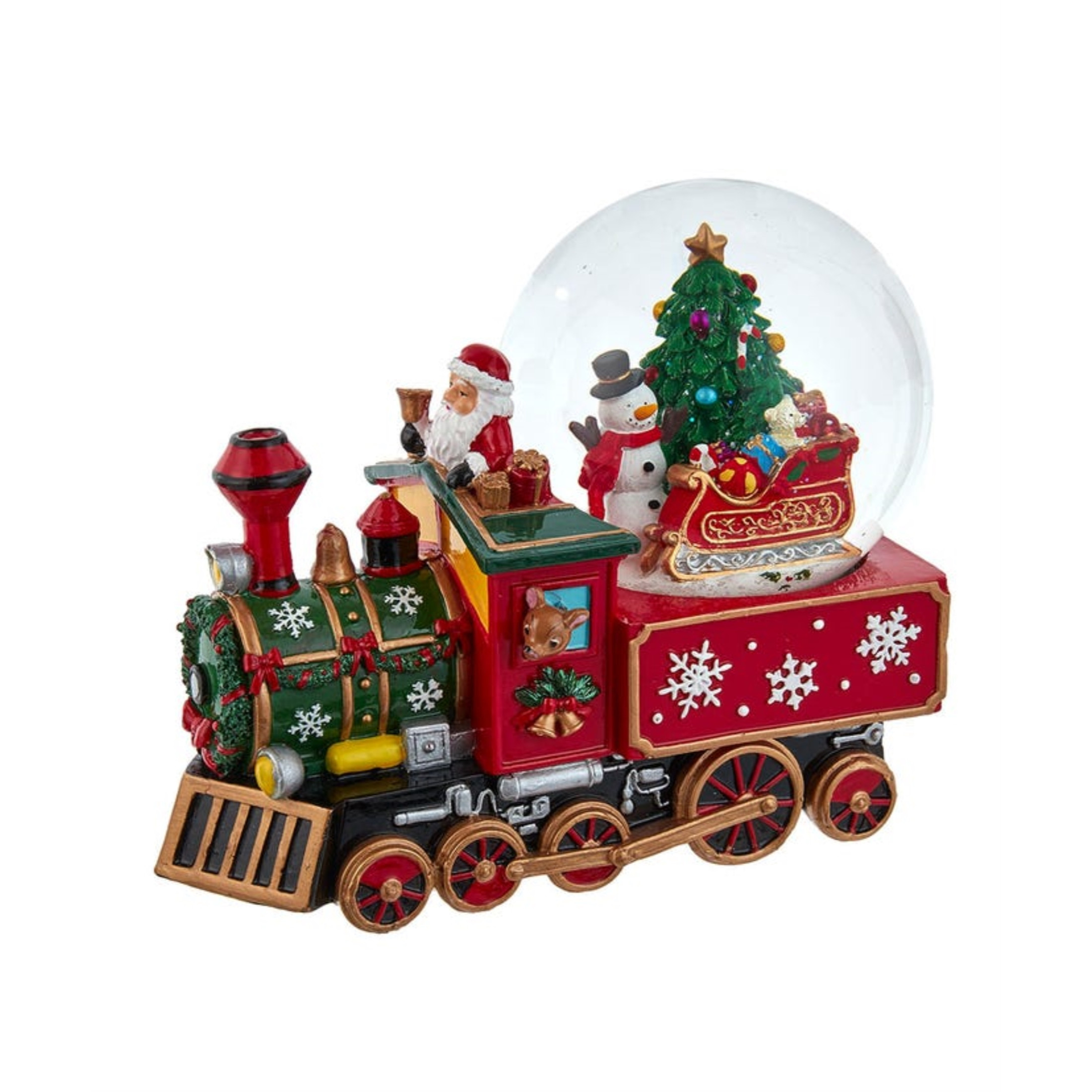 Kurt Adler Wind- Up Musical Santa Driving Train "We Wish You A Merry Christmas" Water Globe