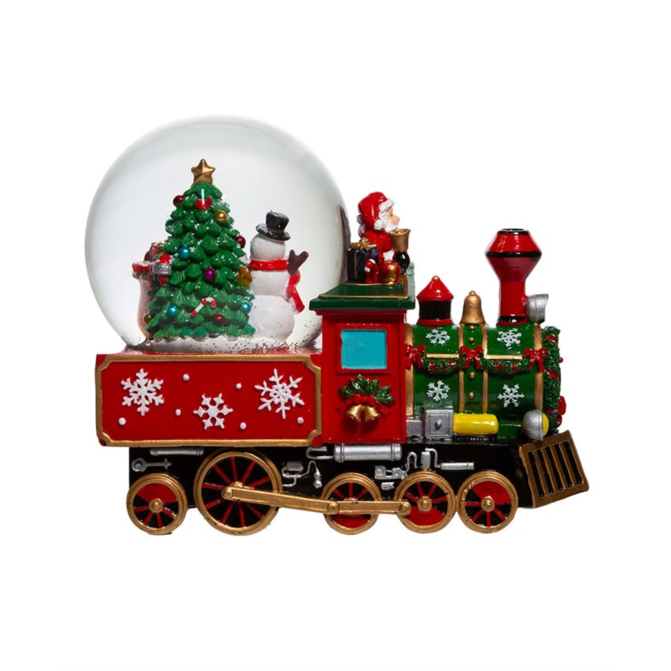 Kurt Adler Wind- Up Musical Santa Driving Train "We Wish You A Merry Christmas" Water Globe