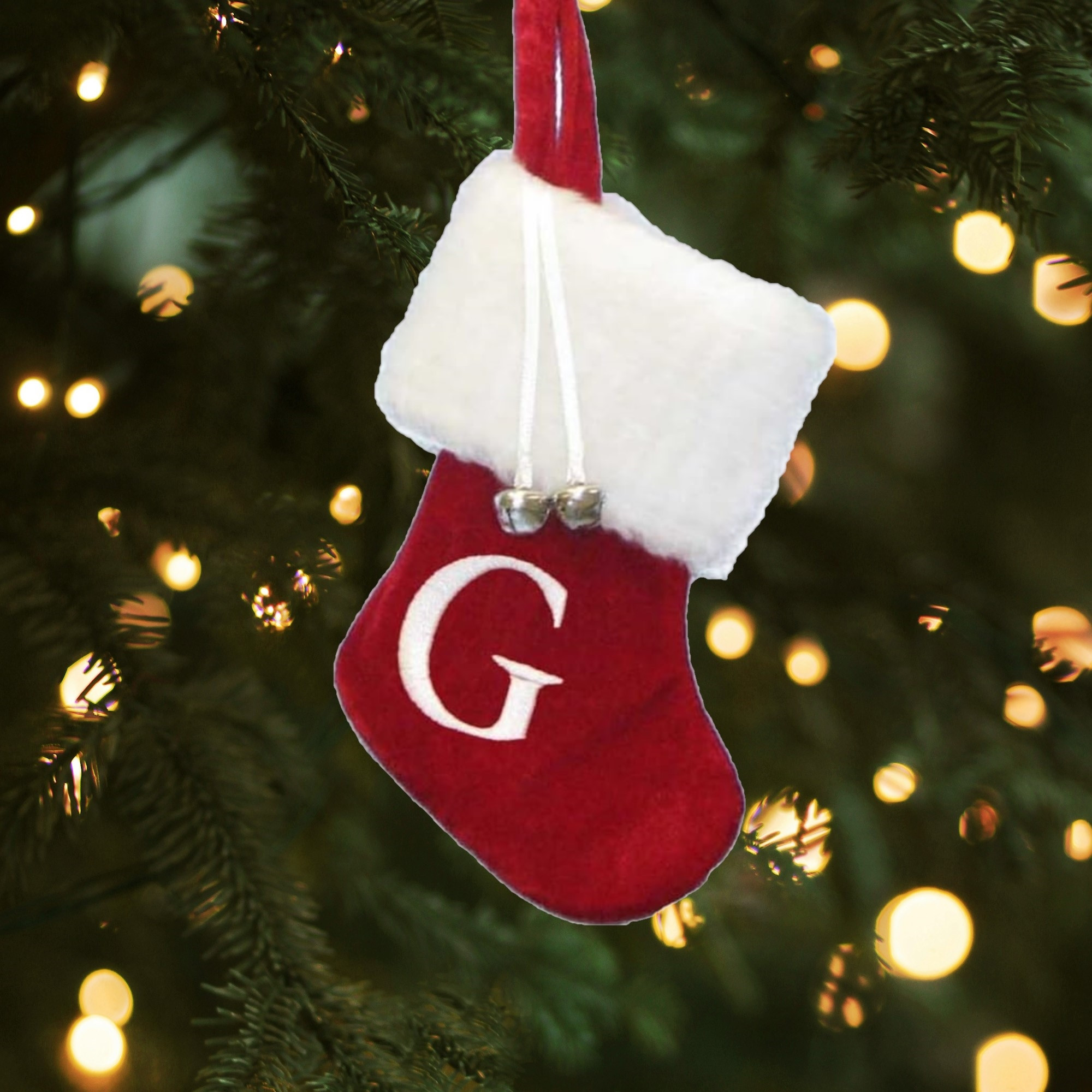 Kurt Adler Monogrammed “G” Miniature Christmas Stocking, 7"