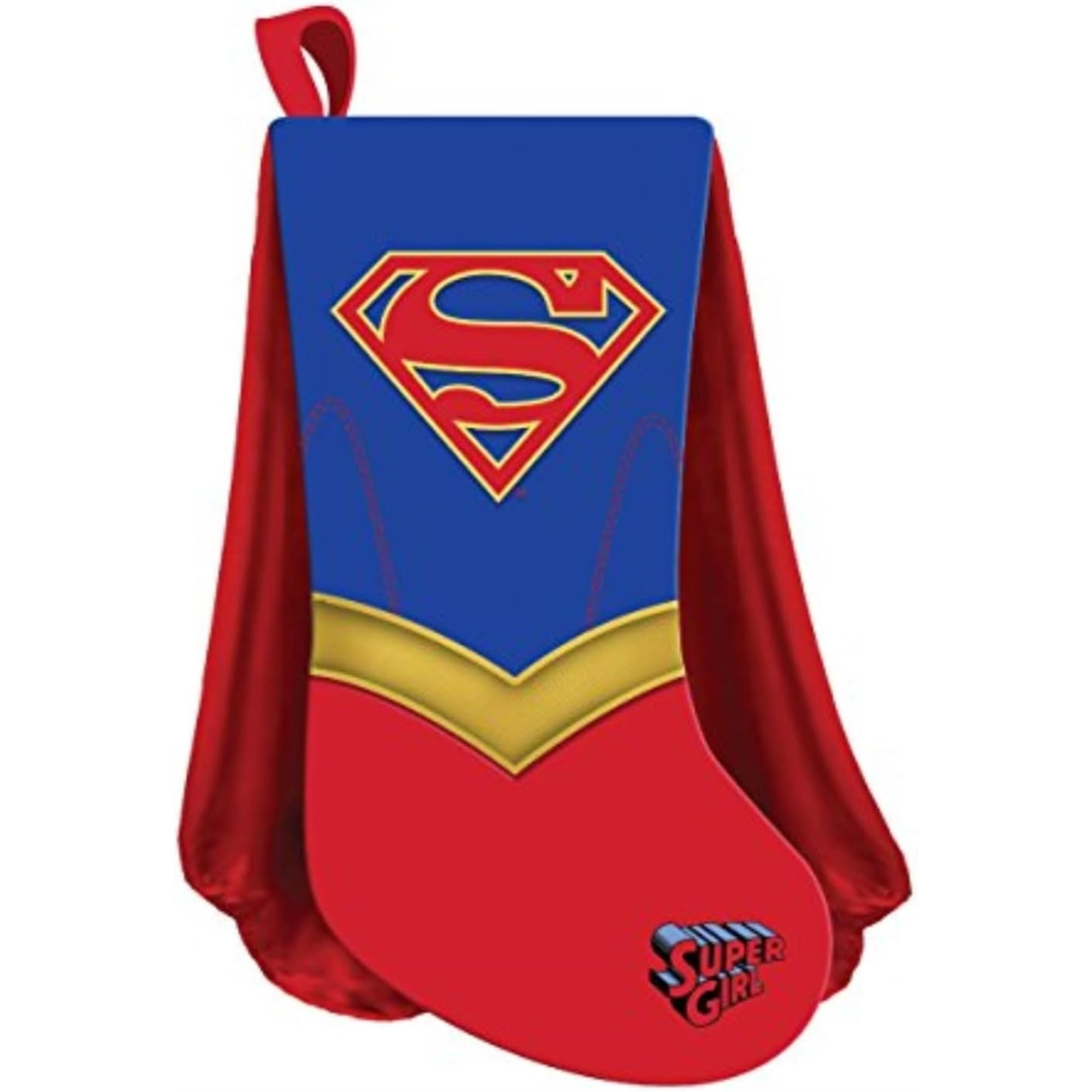 Kurt Adler Christmas Stocking, Printed Applique, Supergirl Cape, 19"