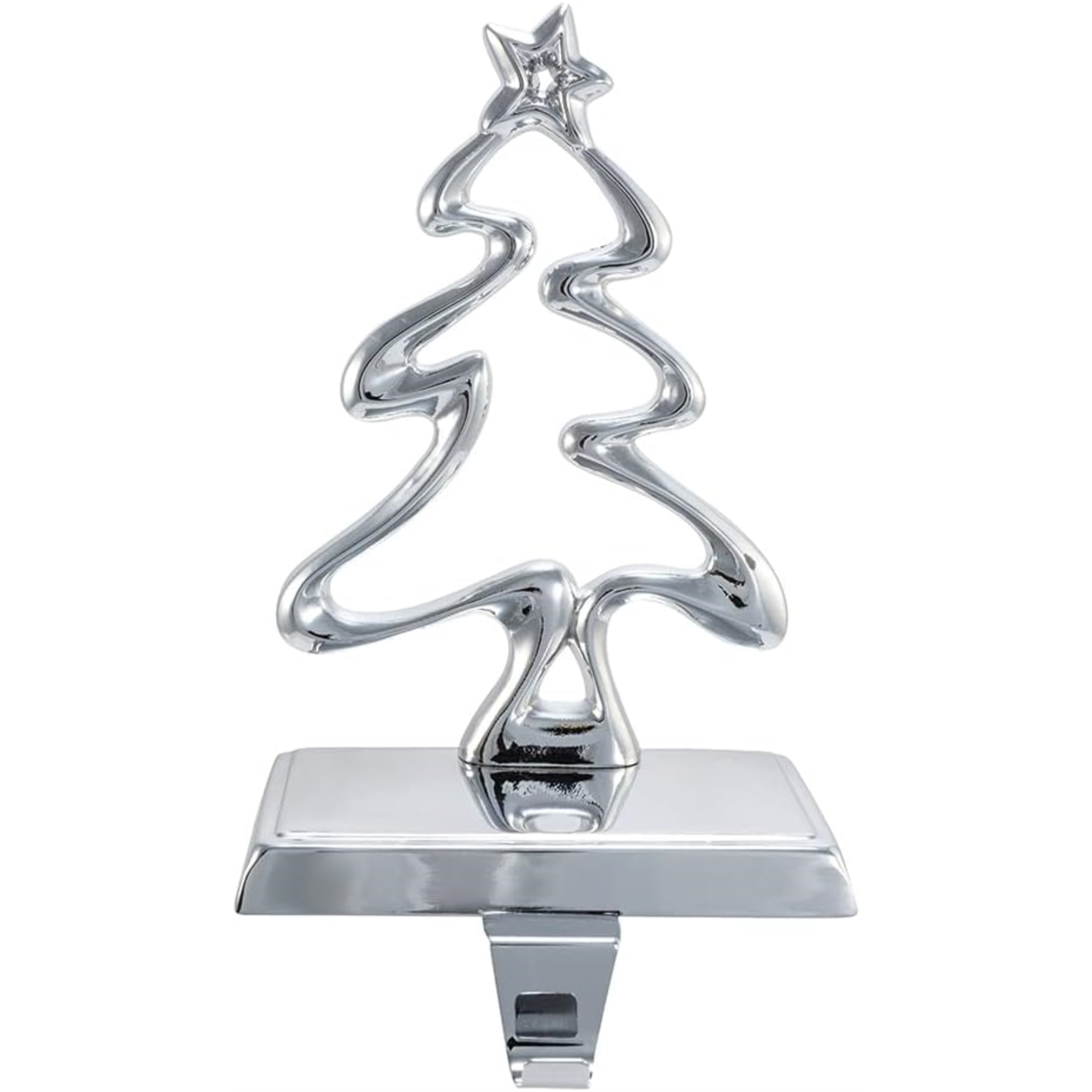 Kurt Adler Christmas Stocking Holder, Silver Christmas Tree, 7.5"