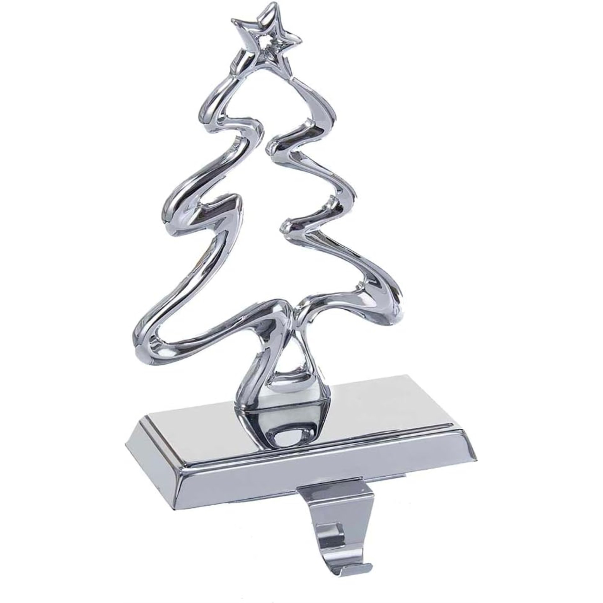 Kurt Adler Christmas Stocking Holder, Silver Christmas Tree, 7.5"