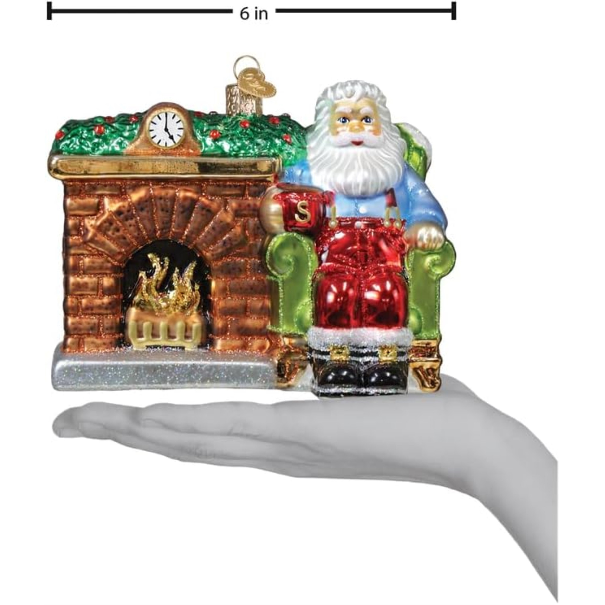 Old World Christmas Blown Glass Ornament for Christmas Tree, Santa at Hearth