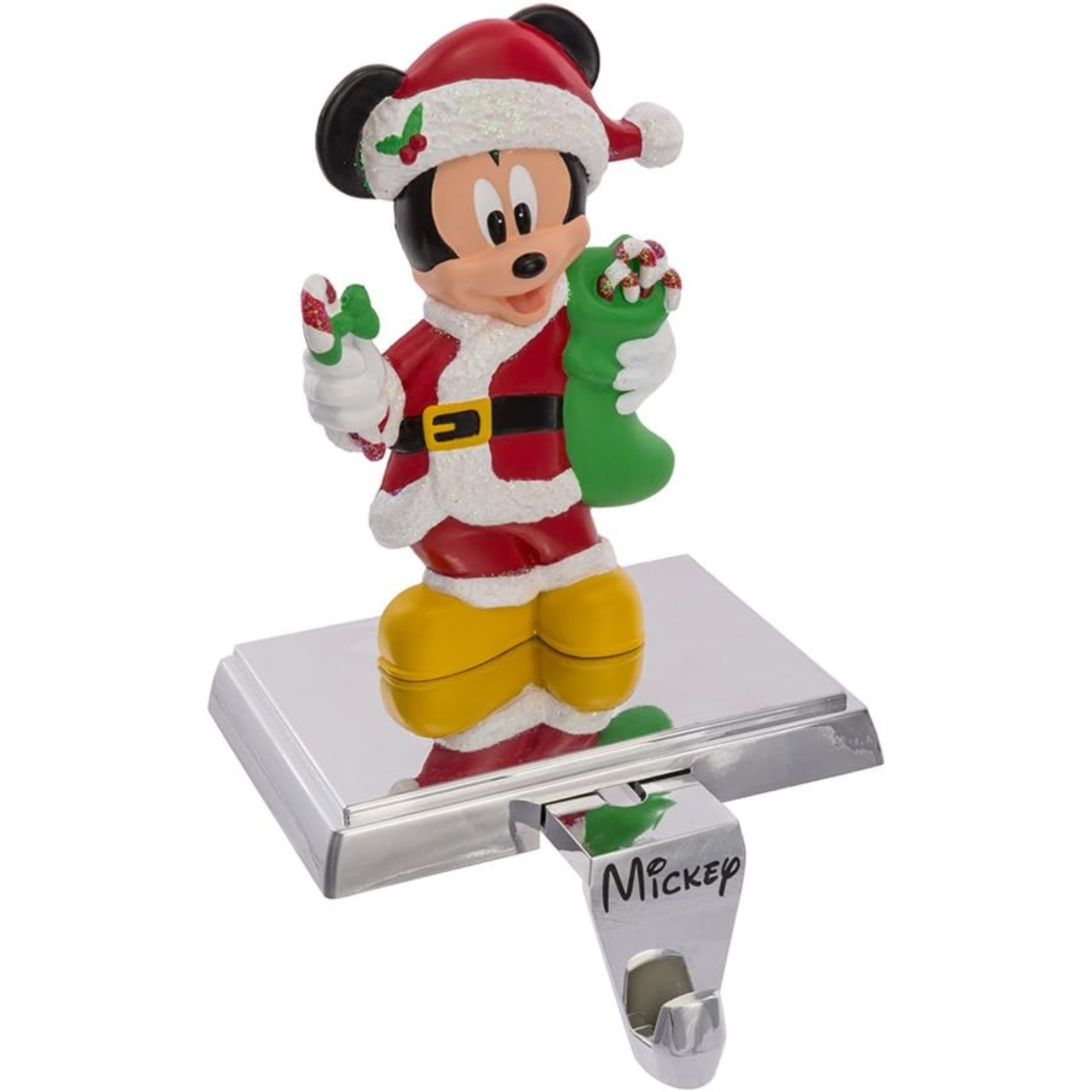 Kurt Adler Christmas Stocking Holder with Retractable Hook, Mickey Mouse, 5"