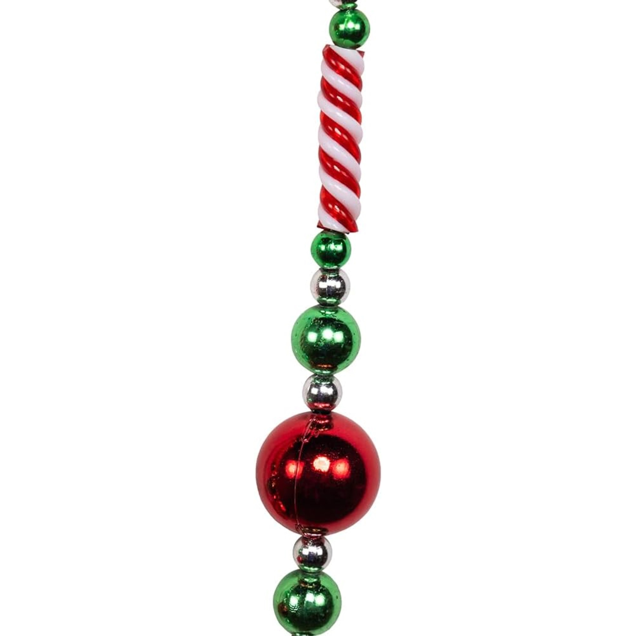 Kurt Adler Christmas Candy Beaded Garland, Red and Green, 8ft