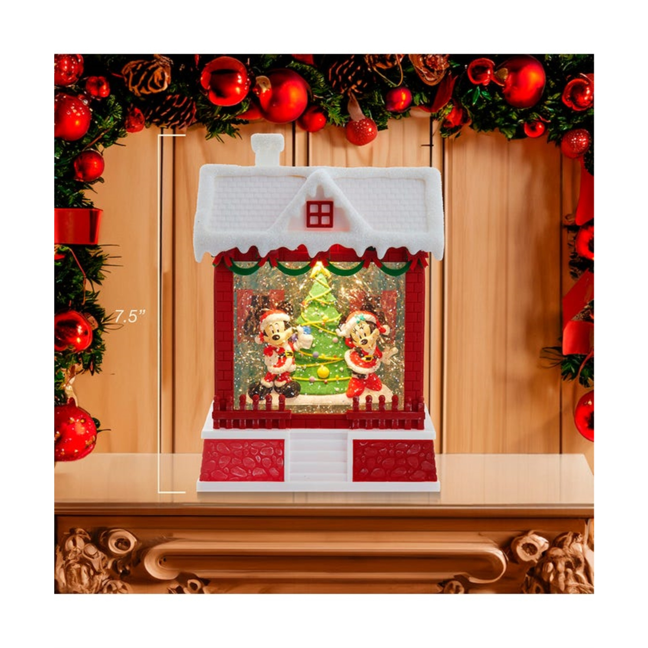 Kurt Adler Battery Operated Disney© Light-Up Mickey Santa Lantern, 7.5"