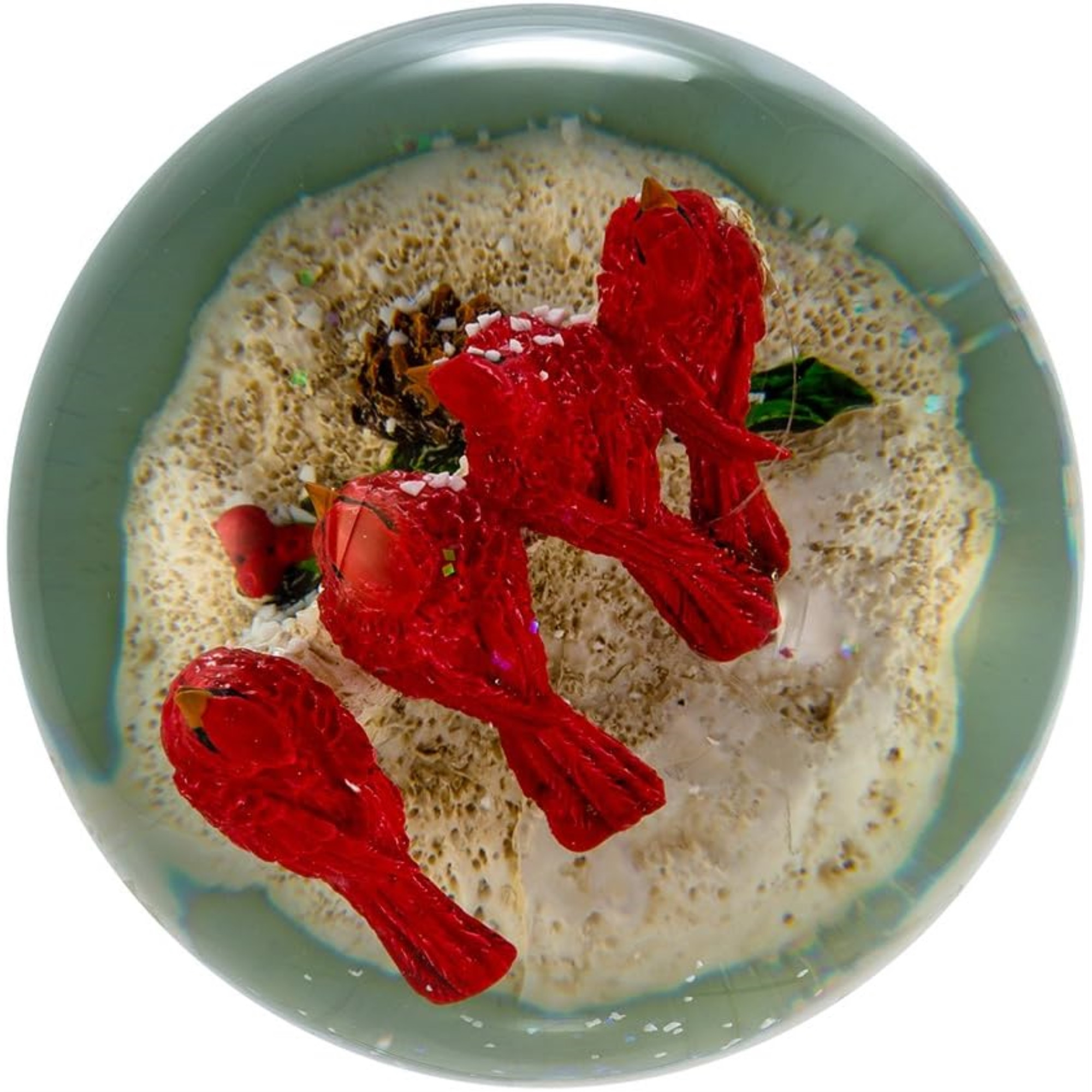 Kurt Adler Wind-Up Musical Cardinals with Tree "We Wish You A Merry Christmas" Water Globe, 4"