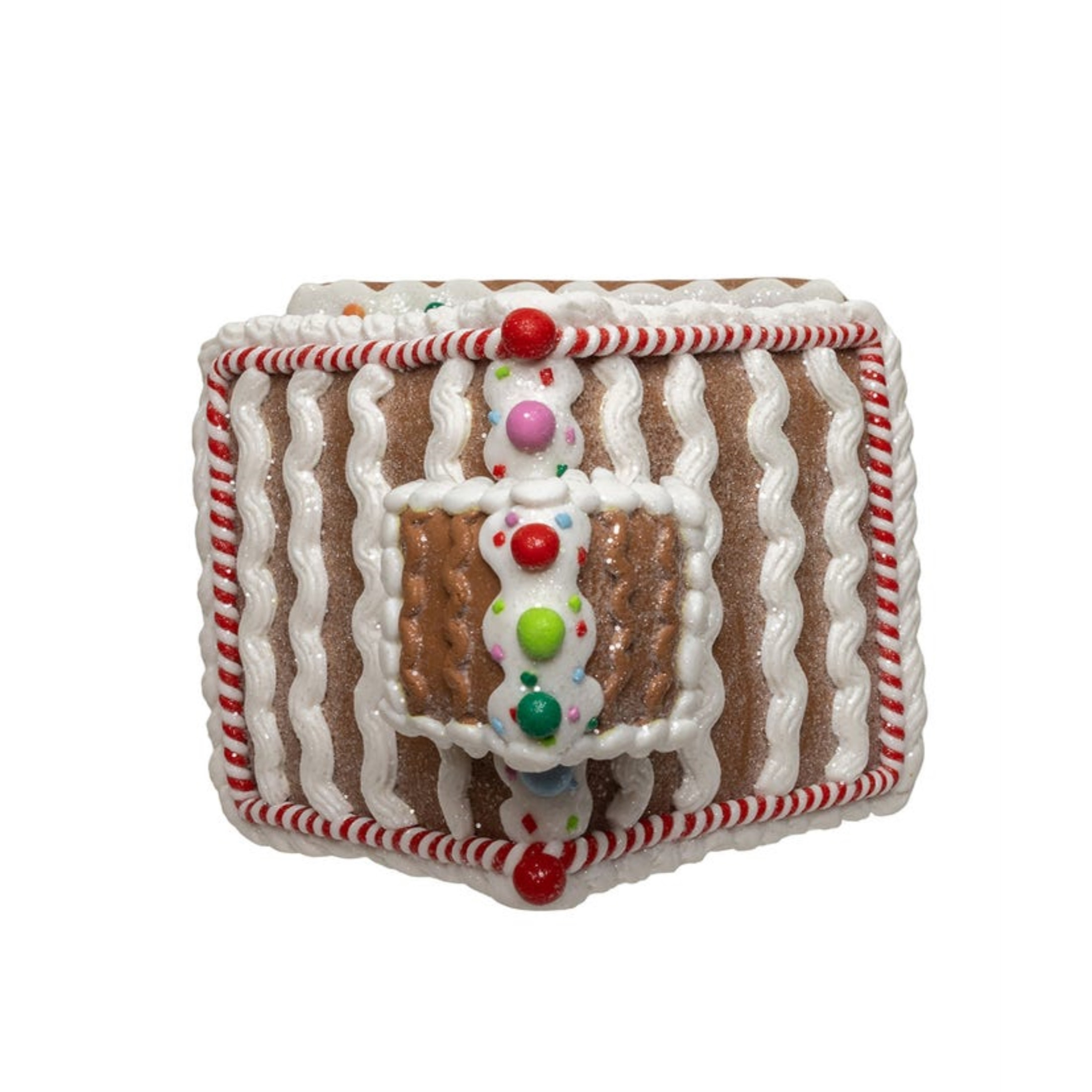Kurt Adler Battery Operated LED Gingerbread House With Santa Table Piece, 13"