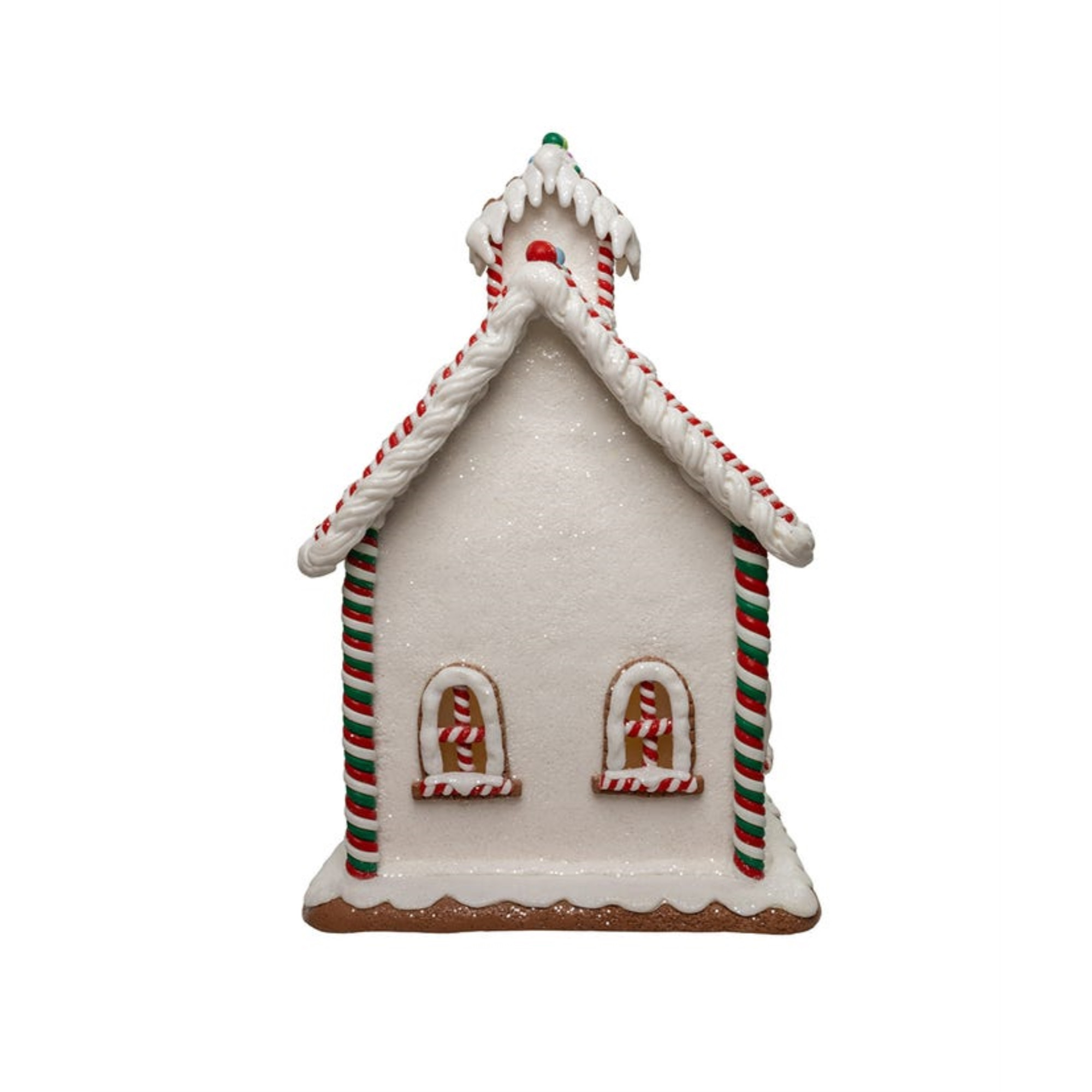 Kurt Adler Battery Operated LED Gingerbread House With Santa Table Piece, 13"