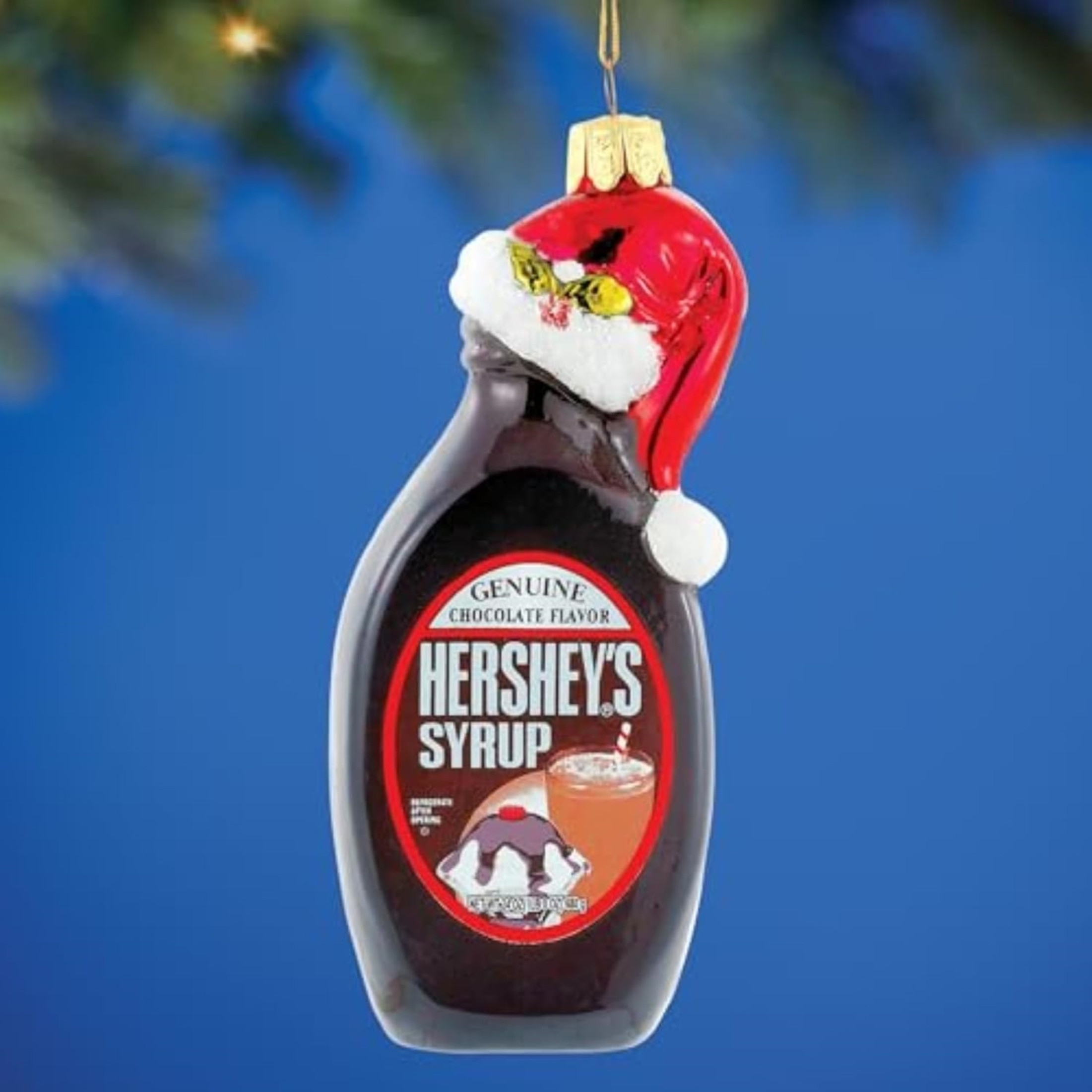 Kurt Adler Glass Ornament for Christmas Tree, Hershey Syrup Bottle