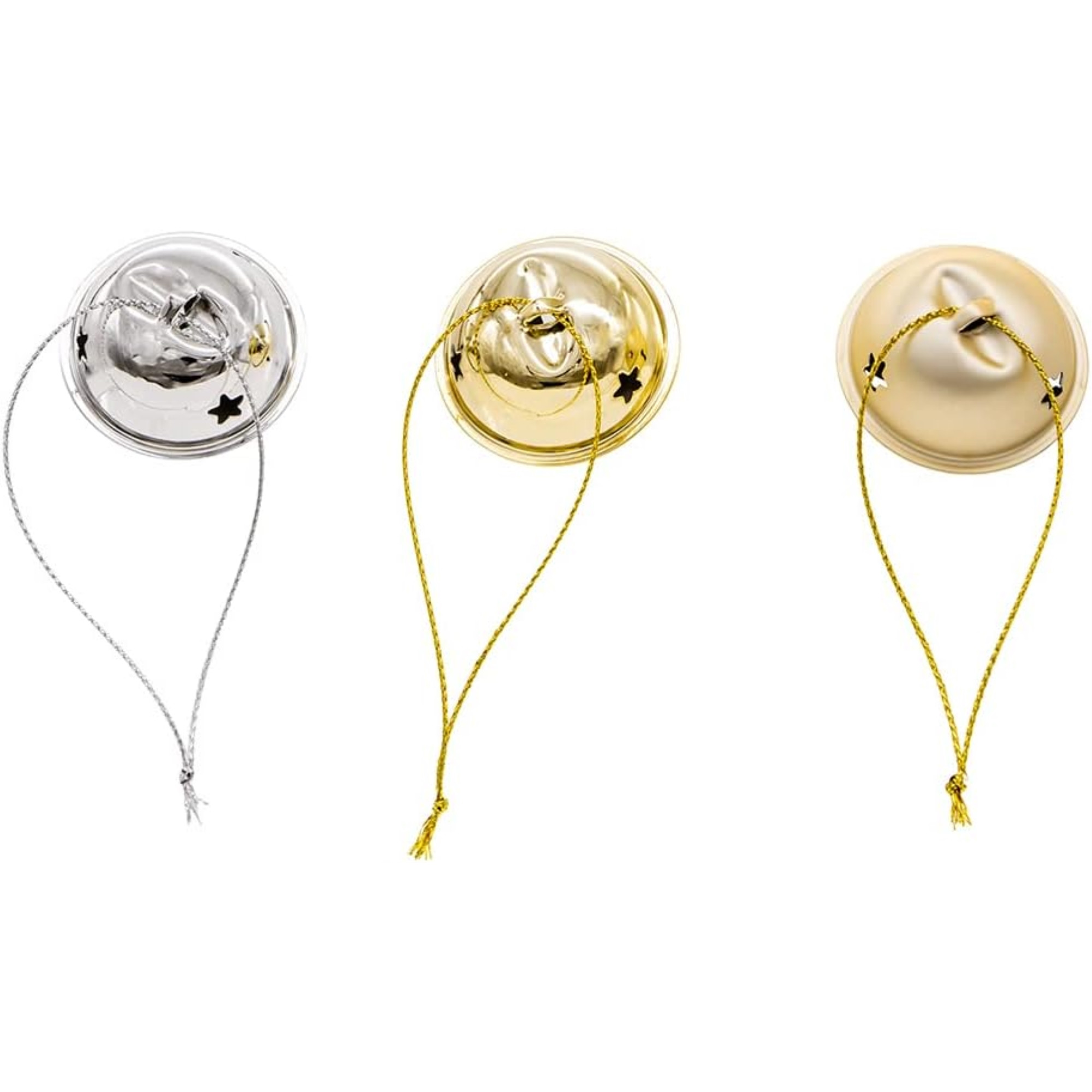 Kurt Adler Christmas Bell Ornaments, Gold and Silver (Pack of 9)