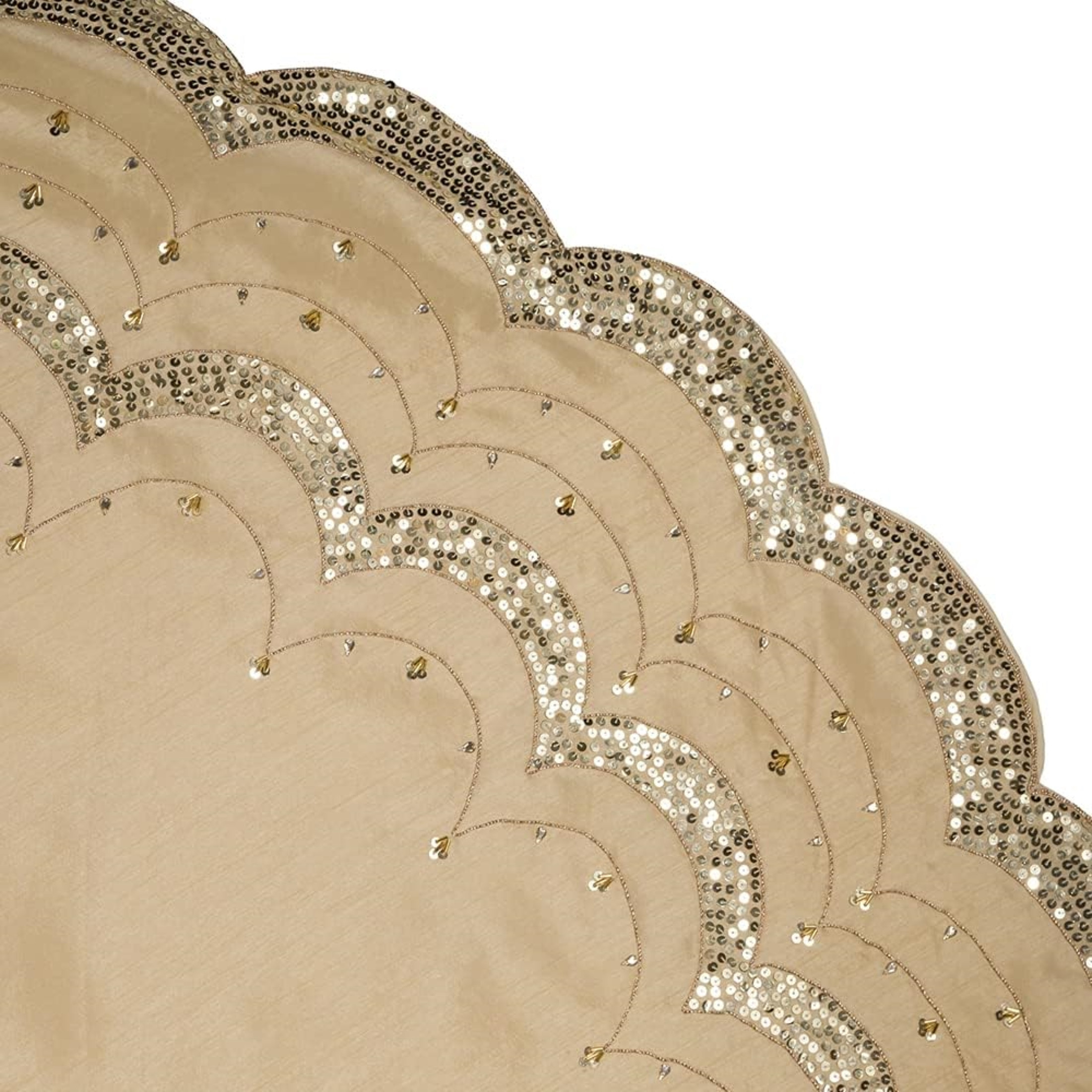 Kurt Adler Christmas Tree Skirt with Sequined Border Design, Gold, 72in