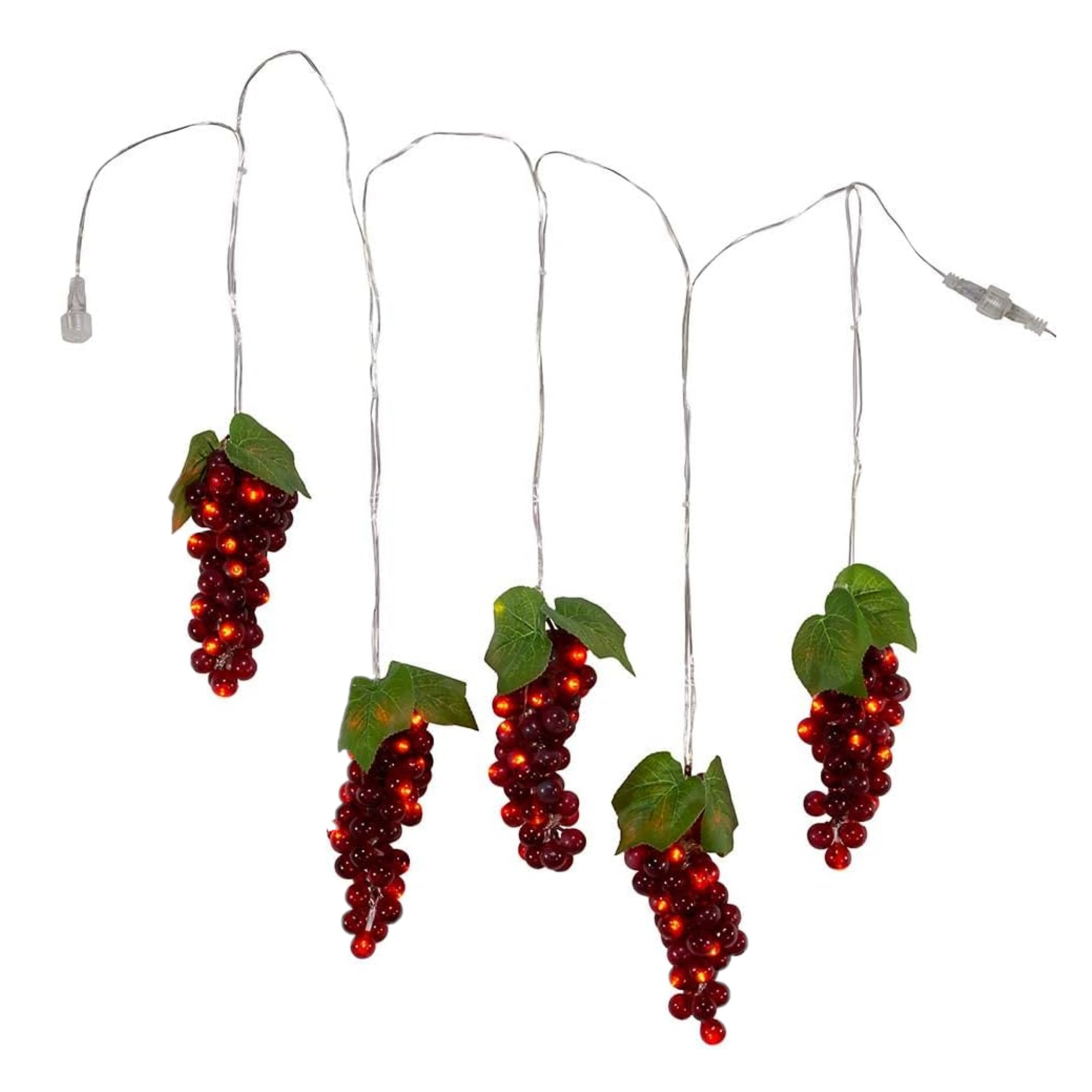Kurt Adler Indoor/Outdoor UL 100-Light LED Burgundy Grape Cluster Light Set, 5.3ft