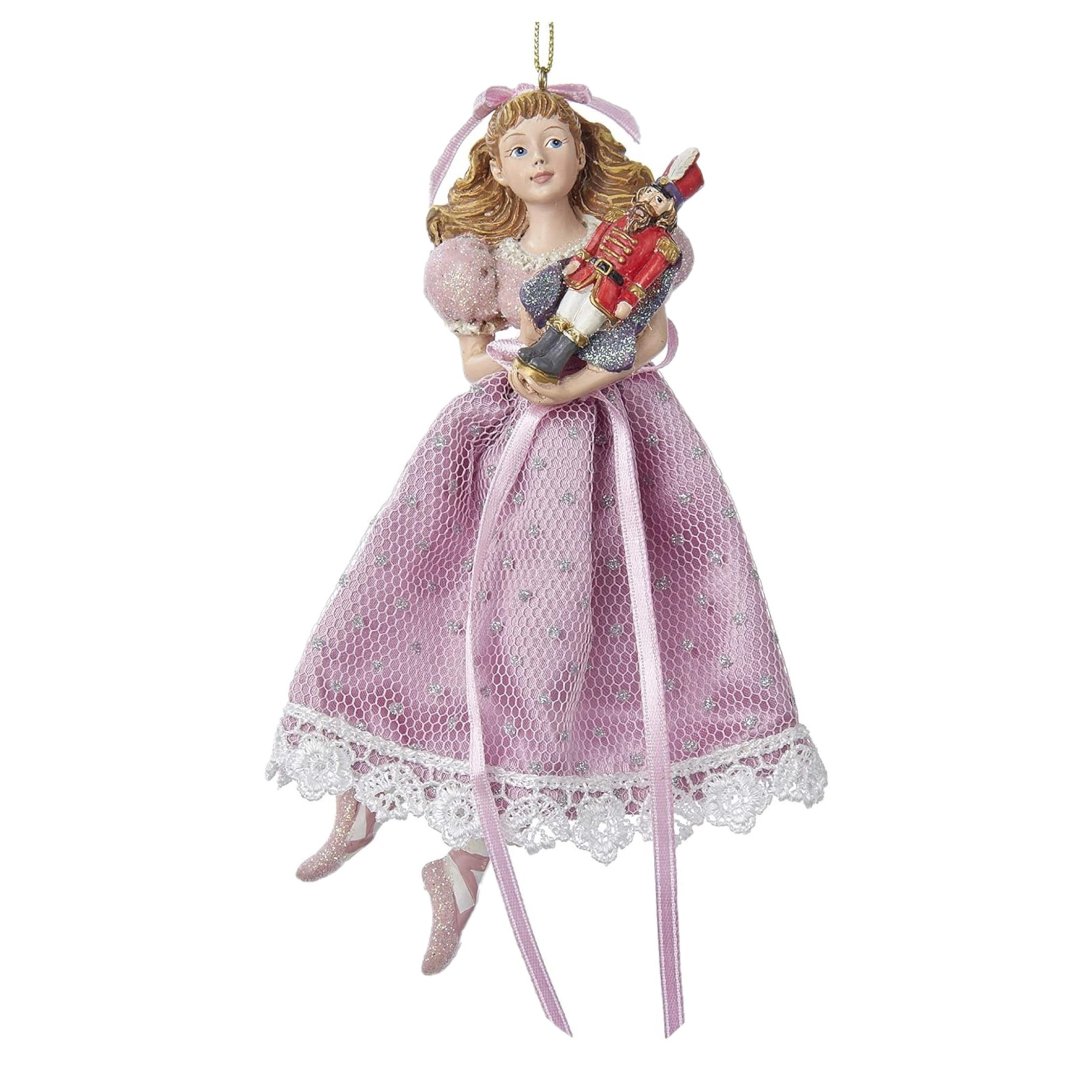 Kurt Adler Resin Ornament for Christmas Tree, Clara Holding Nutcracker