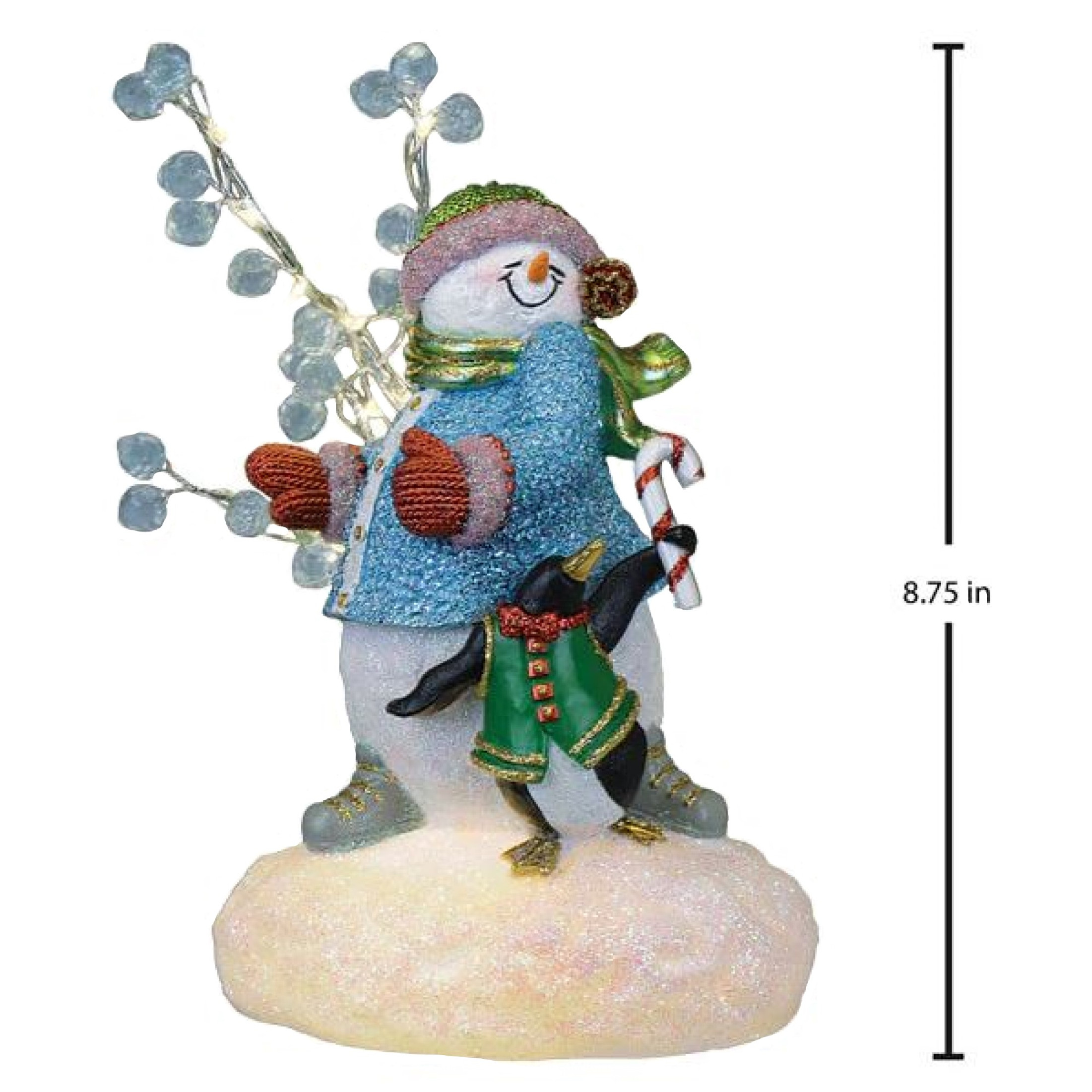 Old World Christmas Resin Lighted Holiday Figurine, Snowgal & Penguin, 8.75in
