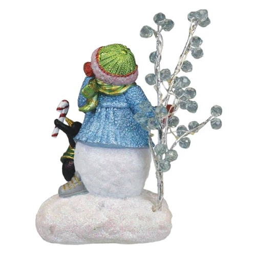 Old World Christmas Lighted Resin Holiday Tabletop Figurine with Timer, Snowgal & Penguin, 8.75"