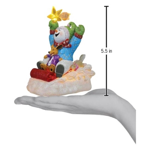Old World Christmas Lighted Resin Holiday Tabletop Figurine with Timer, Snow Boy, 5.5"