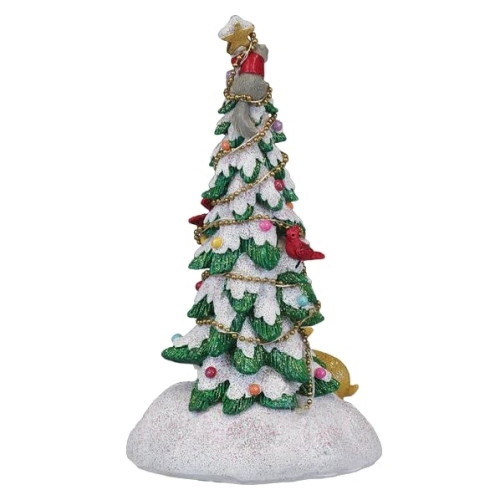 Old World Christmas Lighted Resin Holiday Tabletop Figurine with Timer, Critter Tree, 7.5"