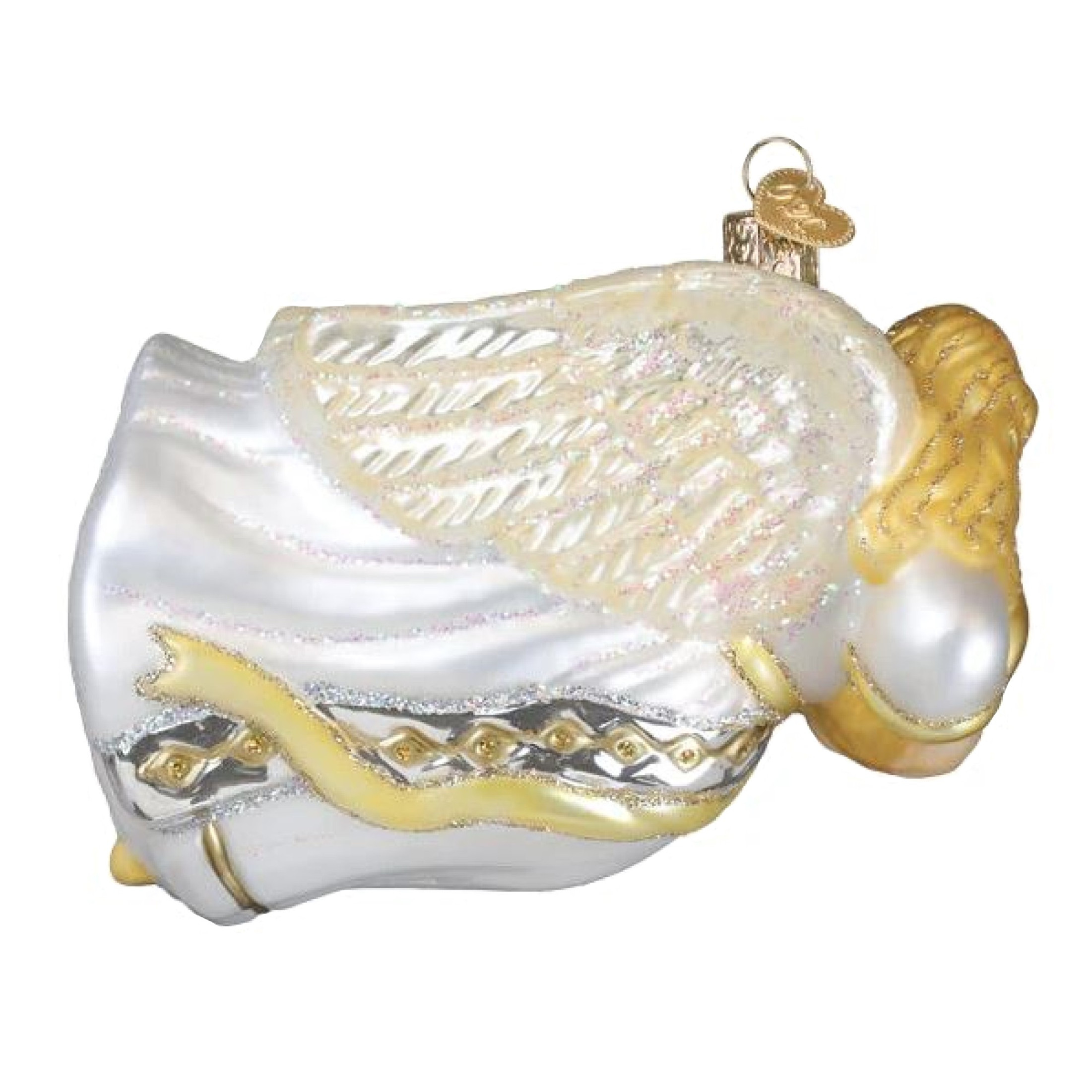 Old World Christmas Blown Glass Ornament for Christmas Tree, Angel with Heart