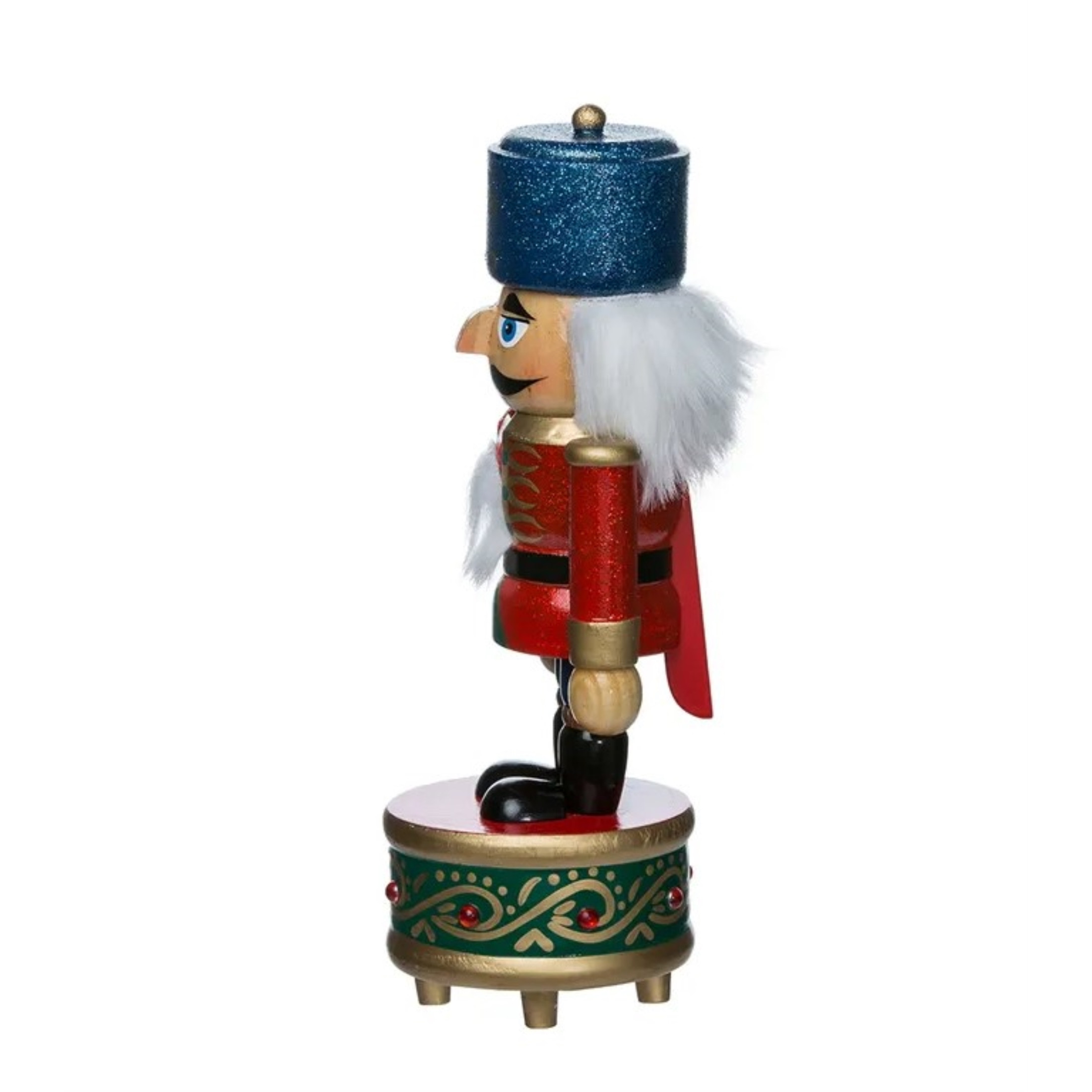 Kurt Adler Wooden Wind-Up Musical Nutcrackers, Soldier, Festive Red, Gold & Blue Design, 8.5"