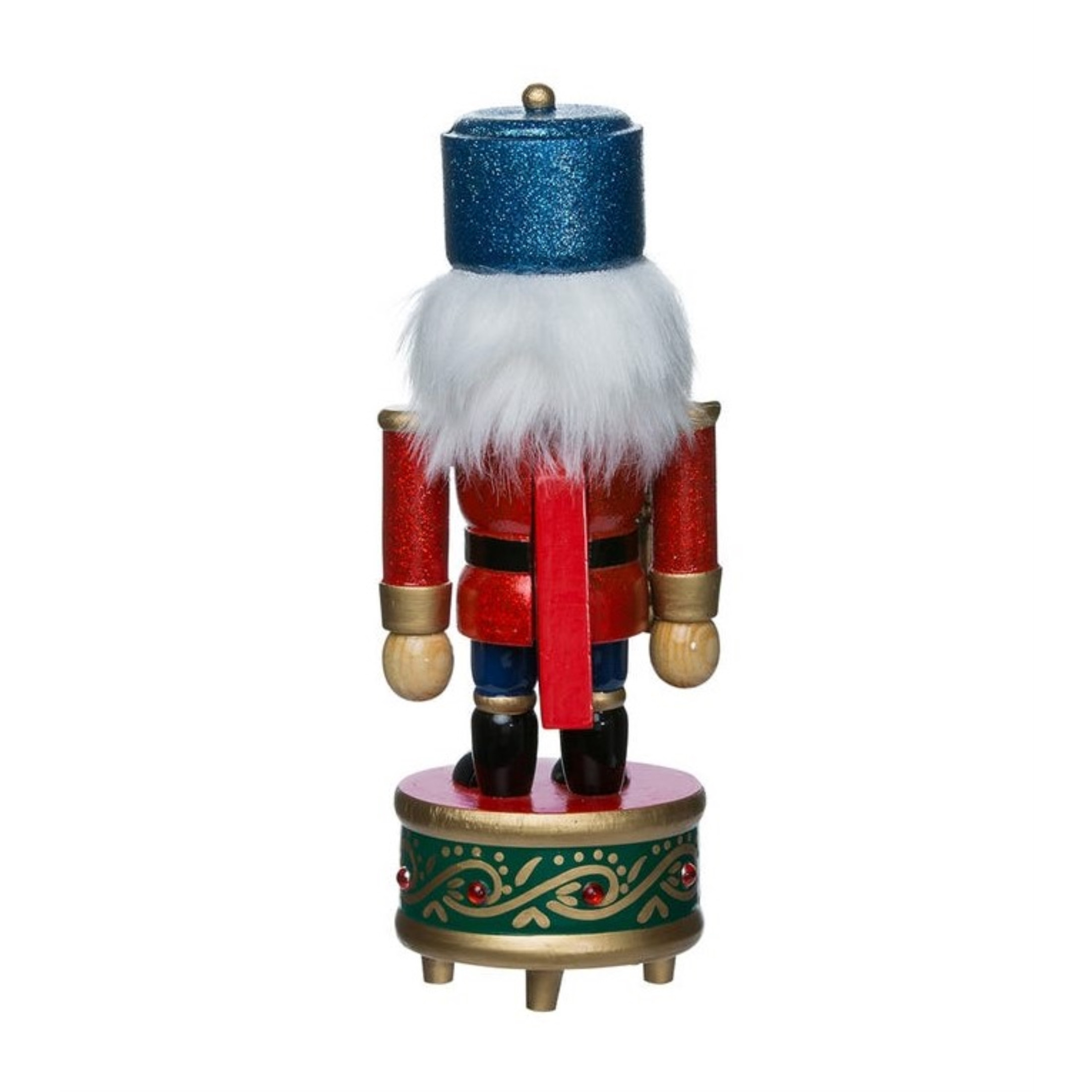 Kurt Adler Wooden Wind-Up Musical Nutcrackers, Soldier, Festive Red, Gold & Blue Design, 8.5"