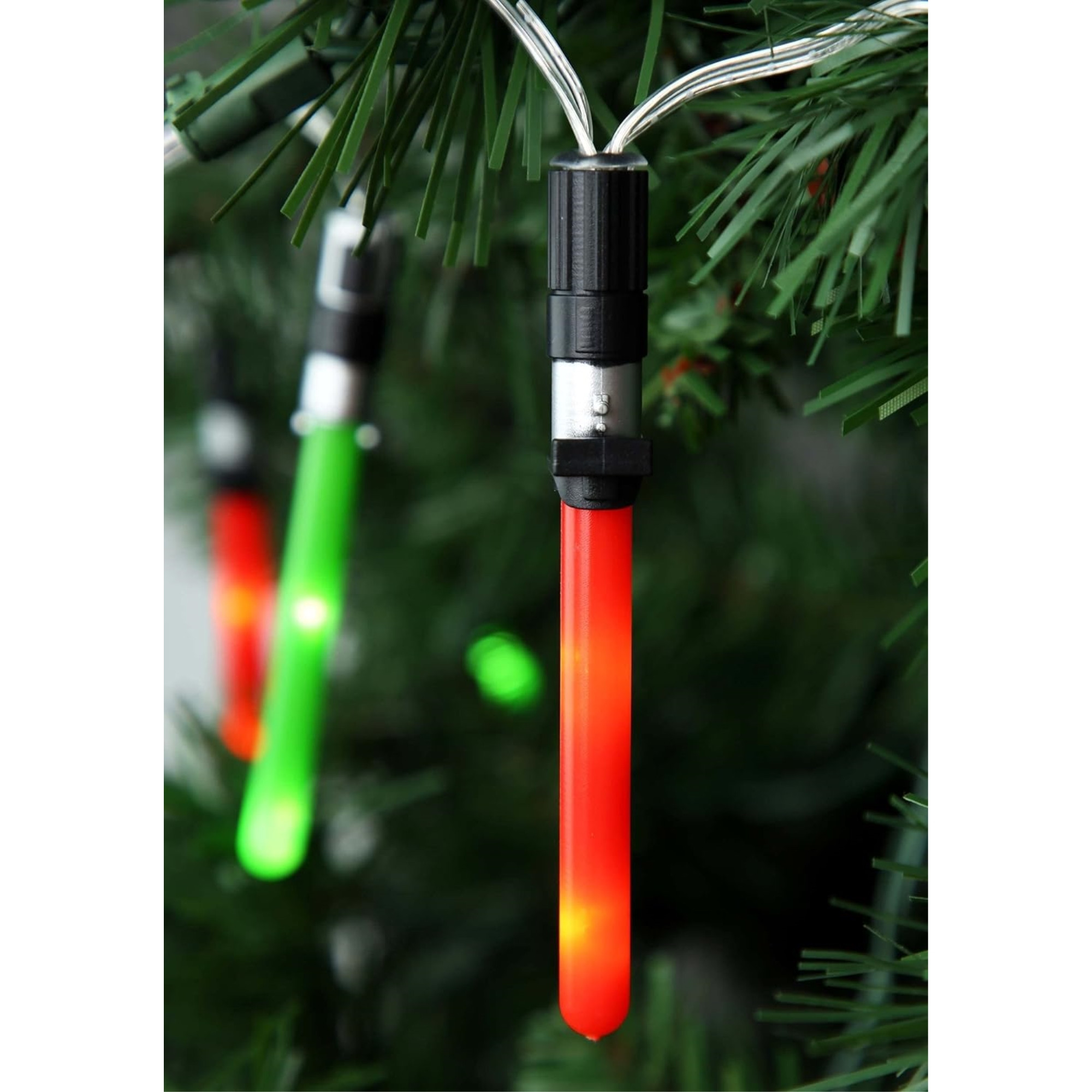 Kurt Adler Battery Operated Star Wars Lightsaber Set, Red & Green, 5.5ft