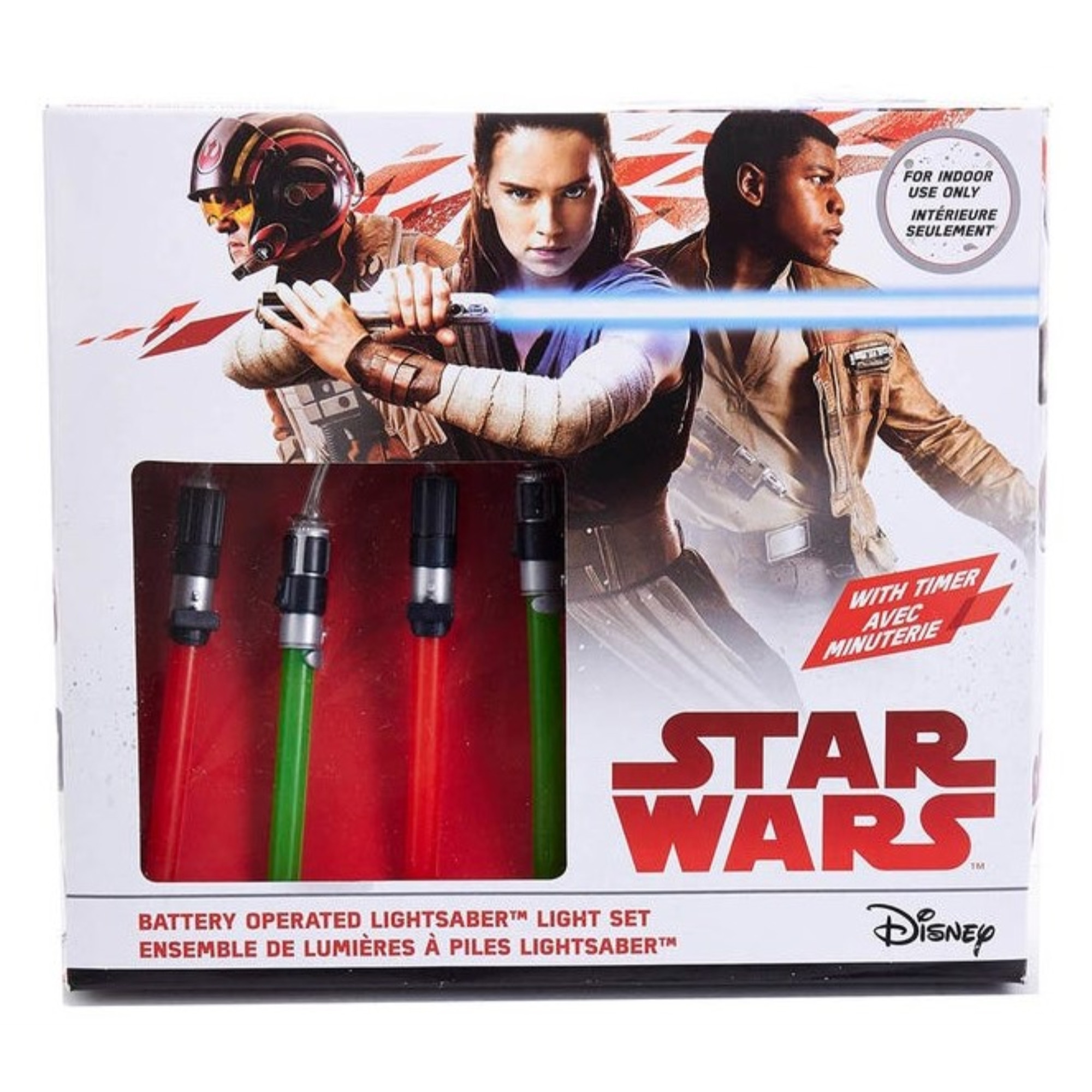 Kurt Adler Battery Operated Star Wars Lightsaber Set, Red & Green, 5.5ft