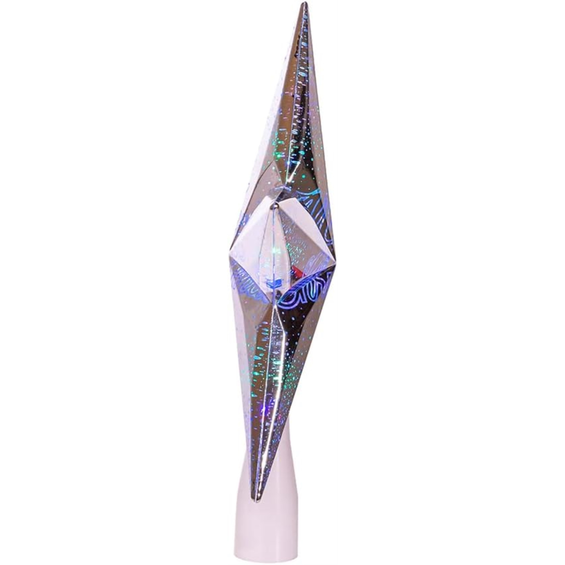 Kurt Adler Lighted Christmas Tree Treetop, 18L "Merry Christmas" LED Star, Silver, 10"