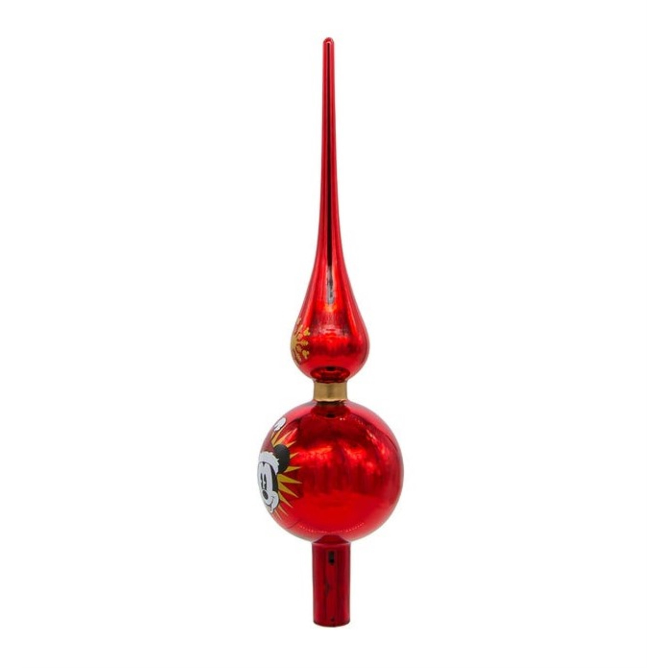 Kurt Adler Unlit Christmas Tree Treetop, Mickey Mouse Finial, Glass, Red, 12"