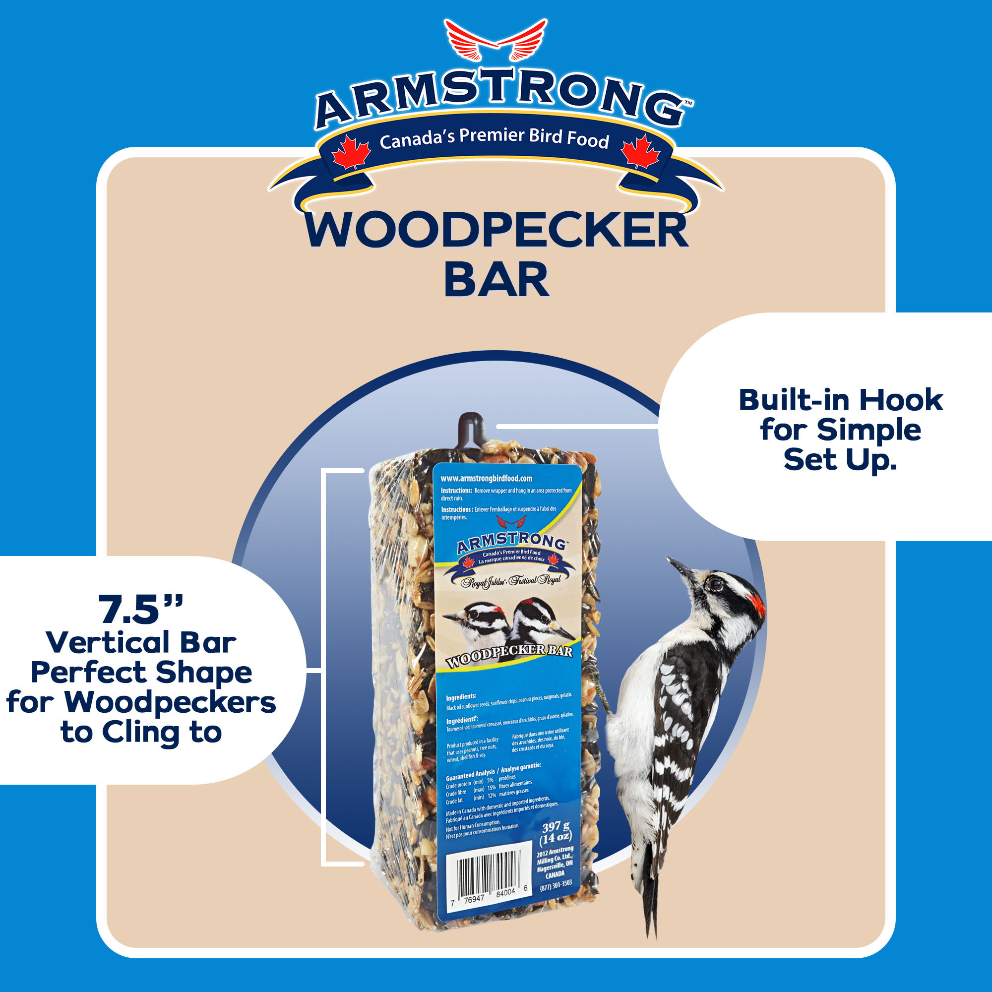 Armstrong Wild Bird Food Royal Jubilee Woodpecker Bar, 14oz