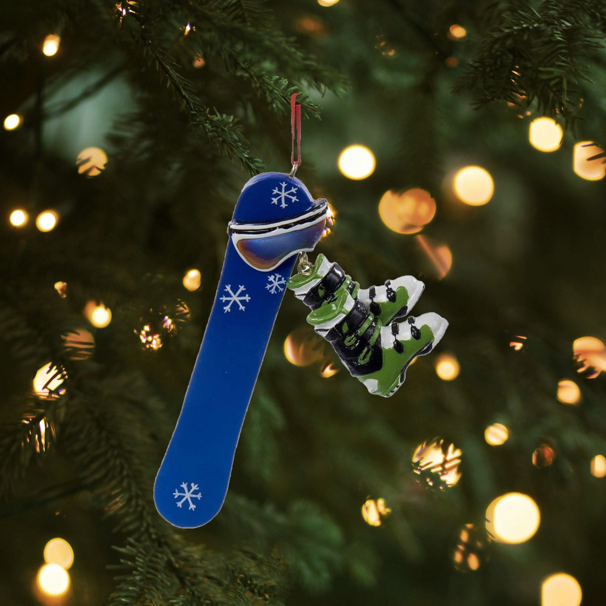 Kurt Adler Resin Ornament for Christmas Tree, Snowboard