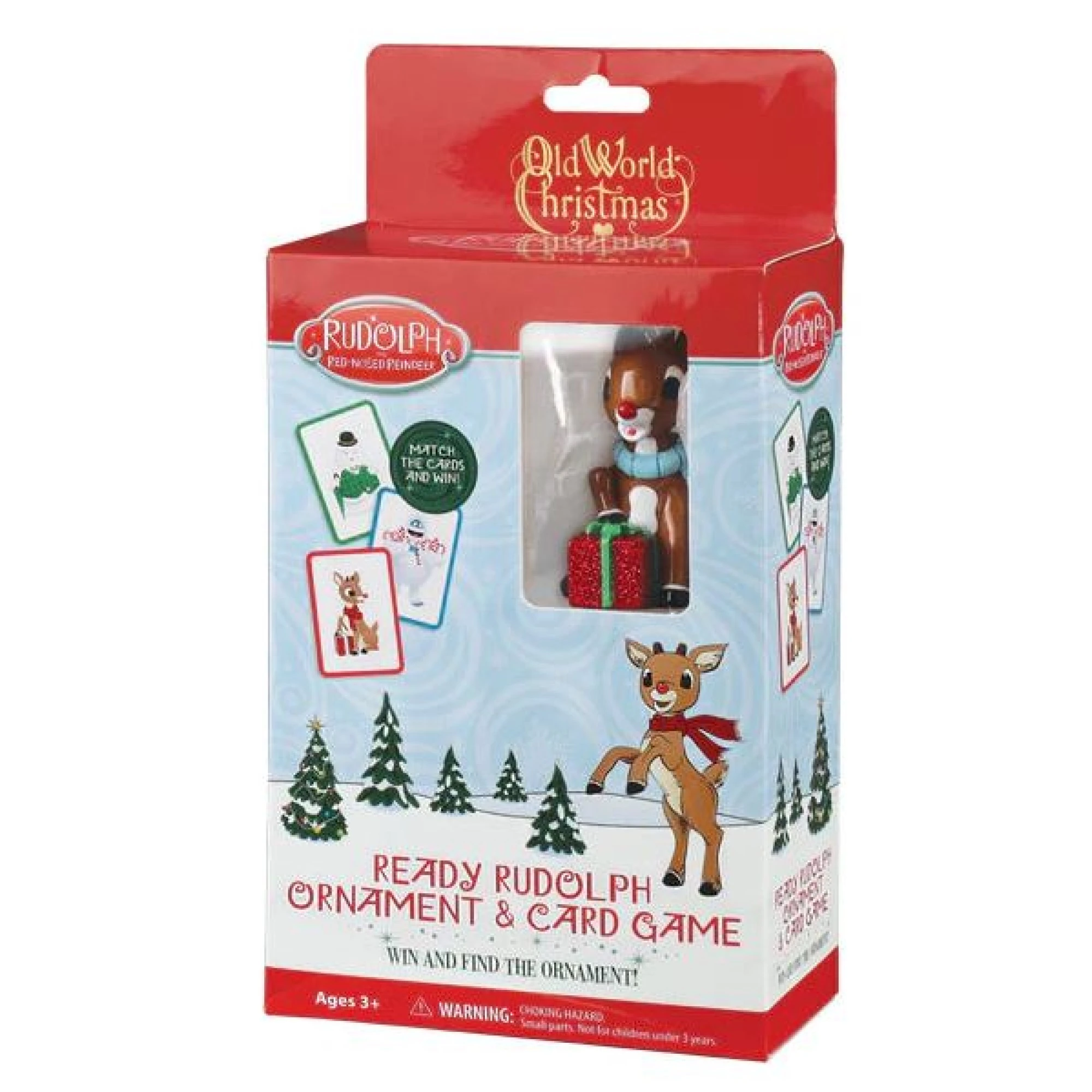 Old World Christmas Holiday Ready Rudolph Card Game & Ornament