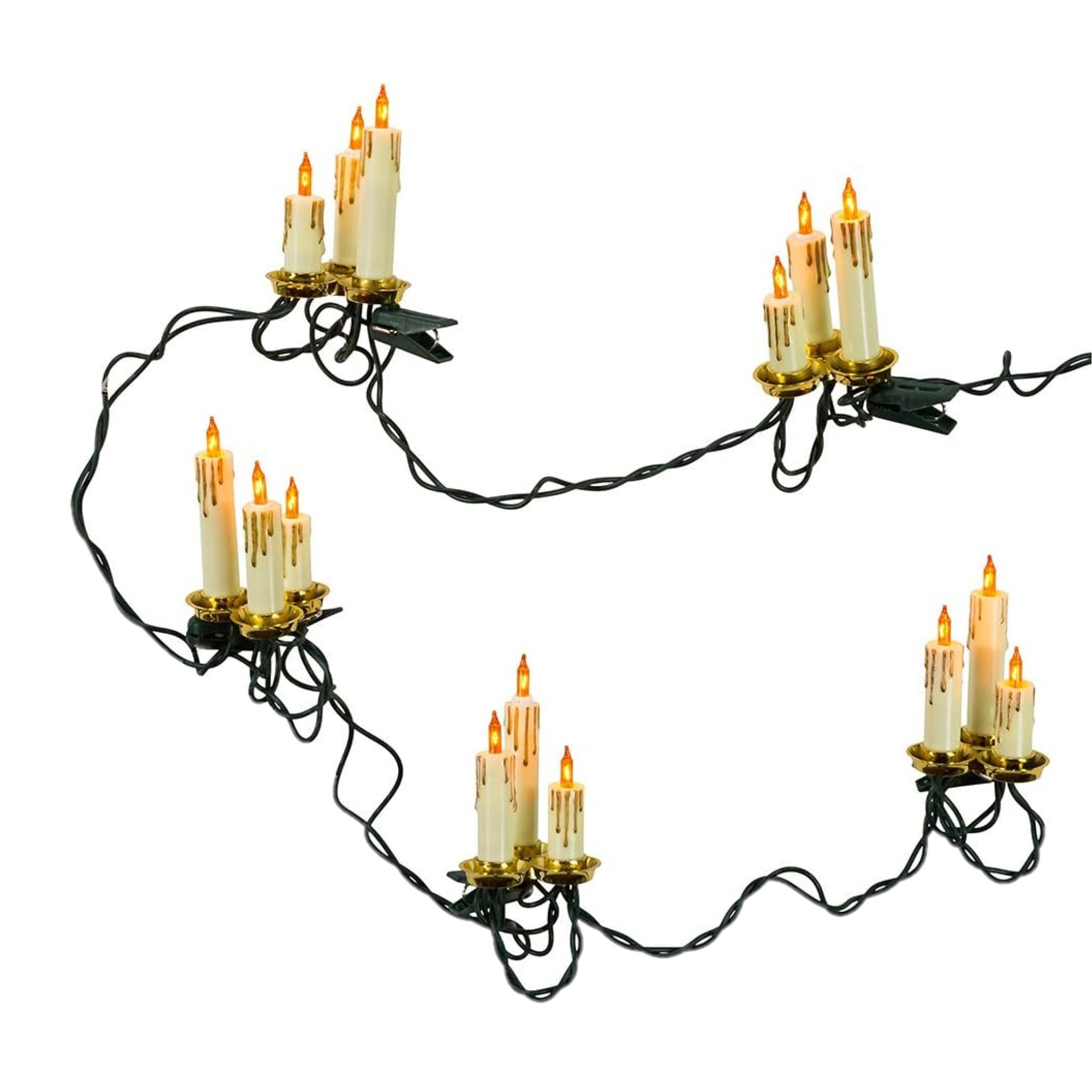 Kurt Adler Indoor UL 15-Light Triple Candle Light Set, 12ft