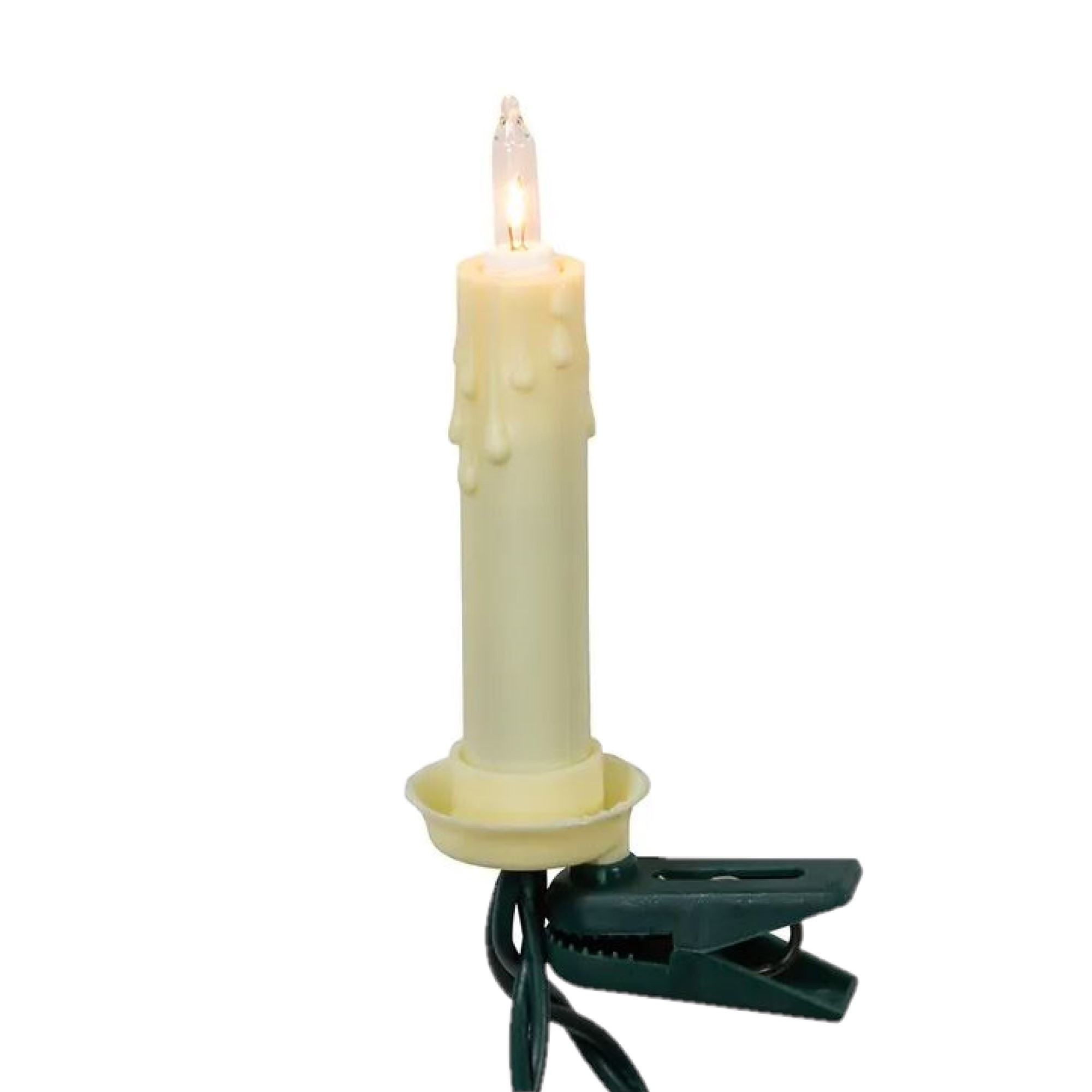 Kurt Adler Indoor UL 10-Light Clip-On White Candles Light Set, 9ft