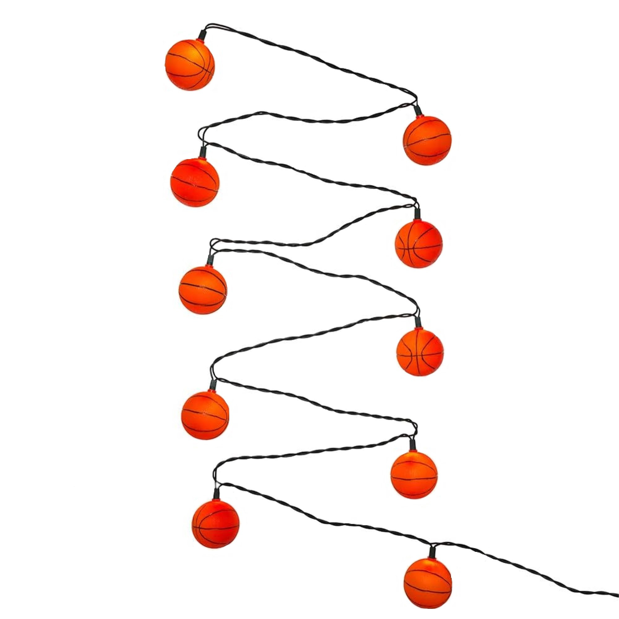 Kurt Adler Indoor/Outdoor UL 10-Light Basketball Light Set, 9ft