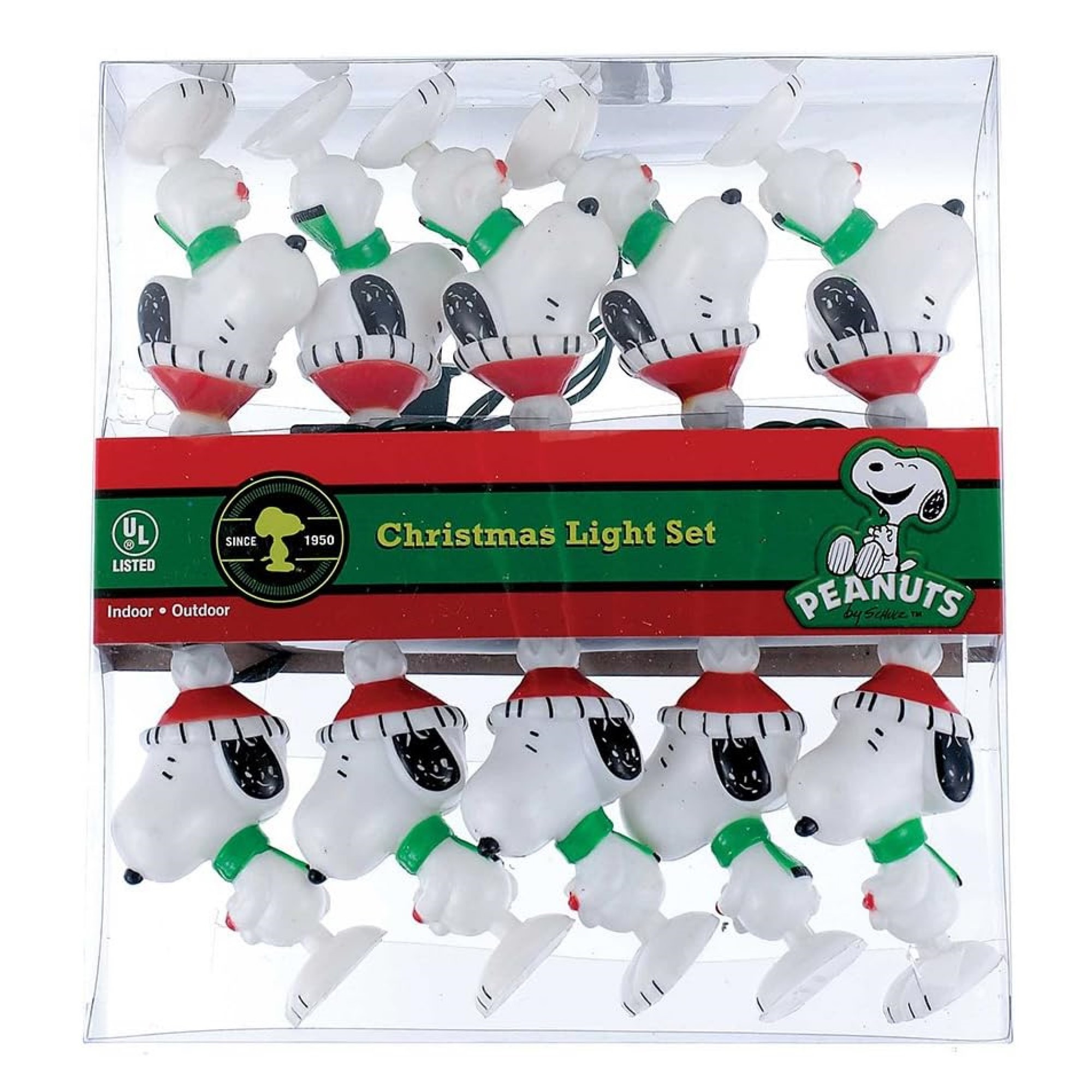 Kurt Adler Indoor/Outdoor UL 10-Light Snoopy Light Set, 9ft