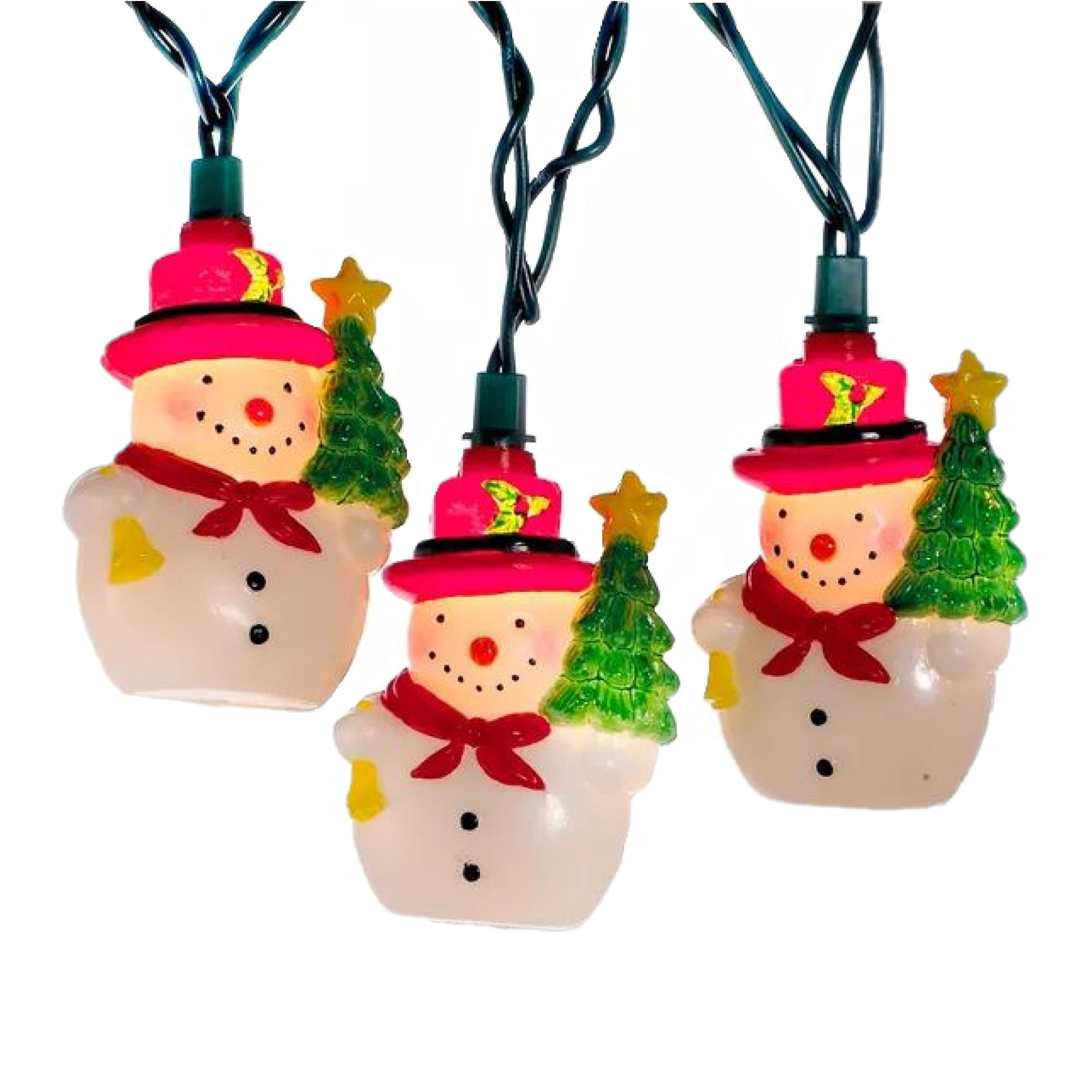 Kurt Adler Indoor/Outdoor UL 10-Light Snowman with Christmas Tree Light Set, 9ft