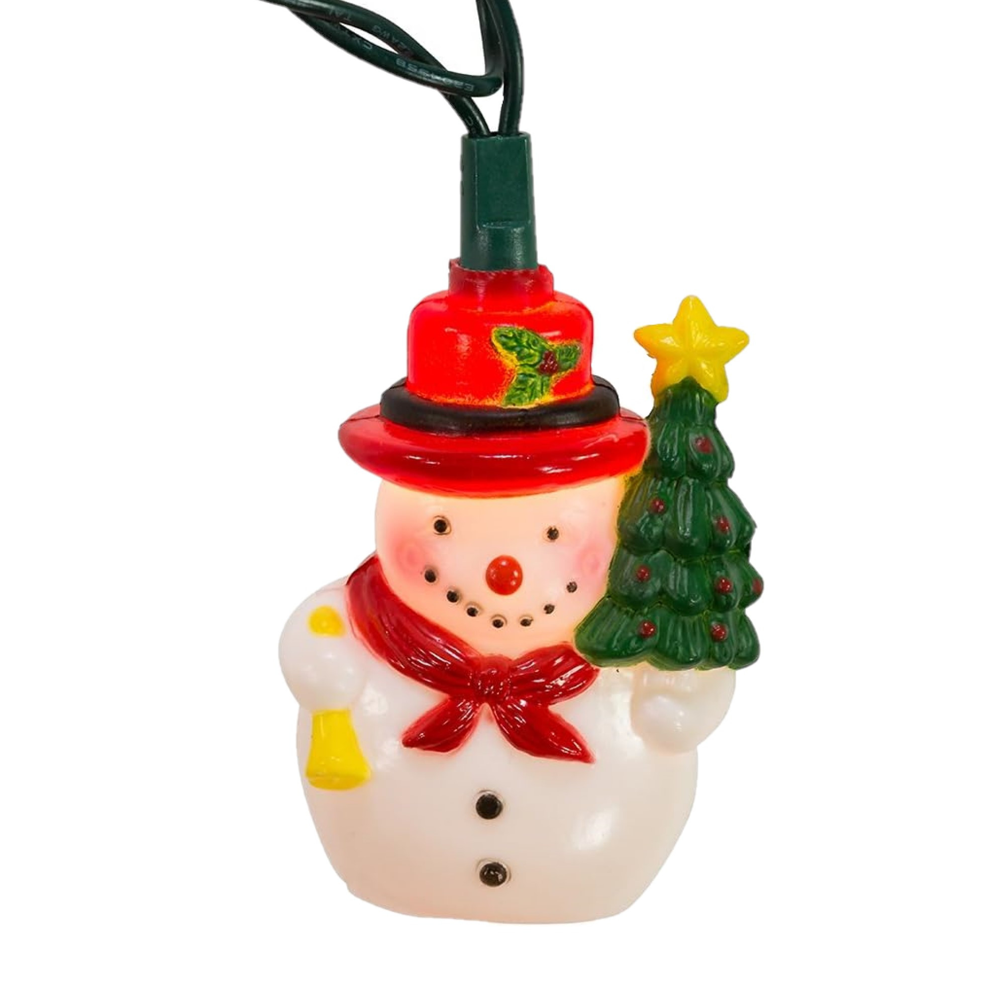 Kurt Adler Indoor/Outdoor UL 10-Light Snowman with Christmas Tree Light Set, 9ft