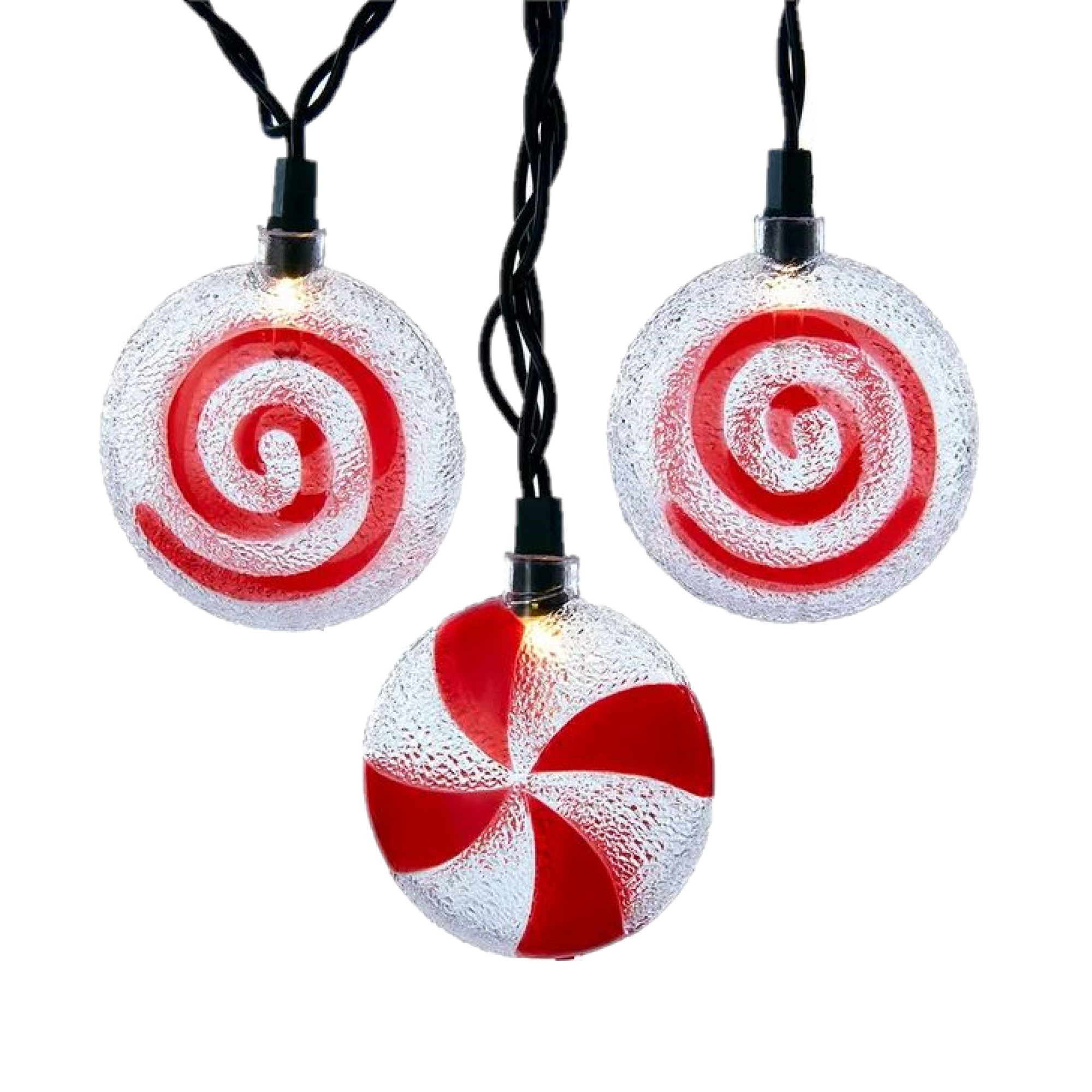Kurt Adler Indoor/Outdoor UL 10-Light Peppermint Candy Light Set, 9ft