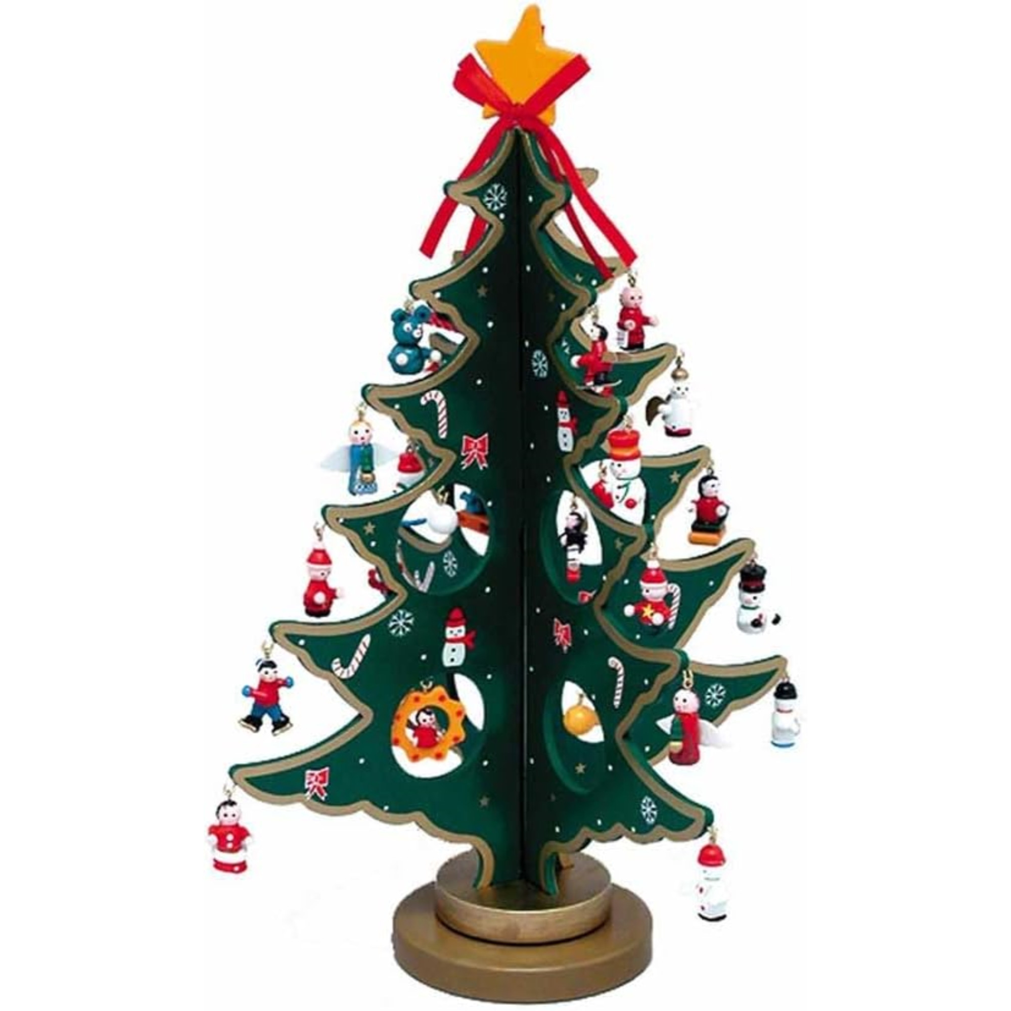 Kurt Adler Wooden Advent Christmas Tree with 24 Ornaments