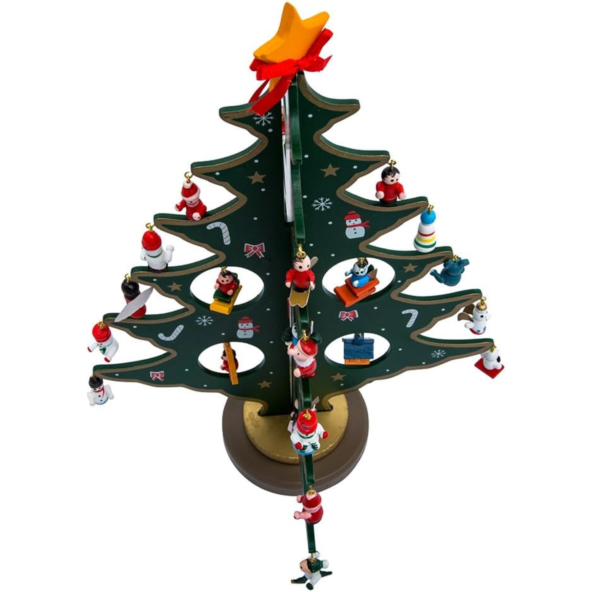 Kurt Adler Wooden Advent Christmas Tree with 24 Ornaments