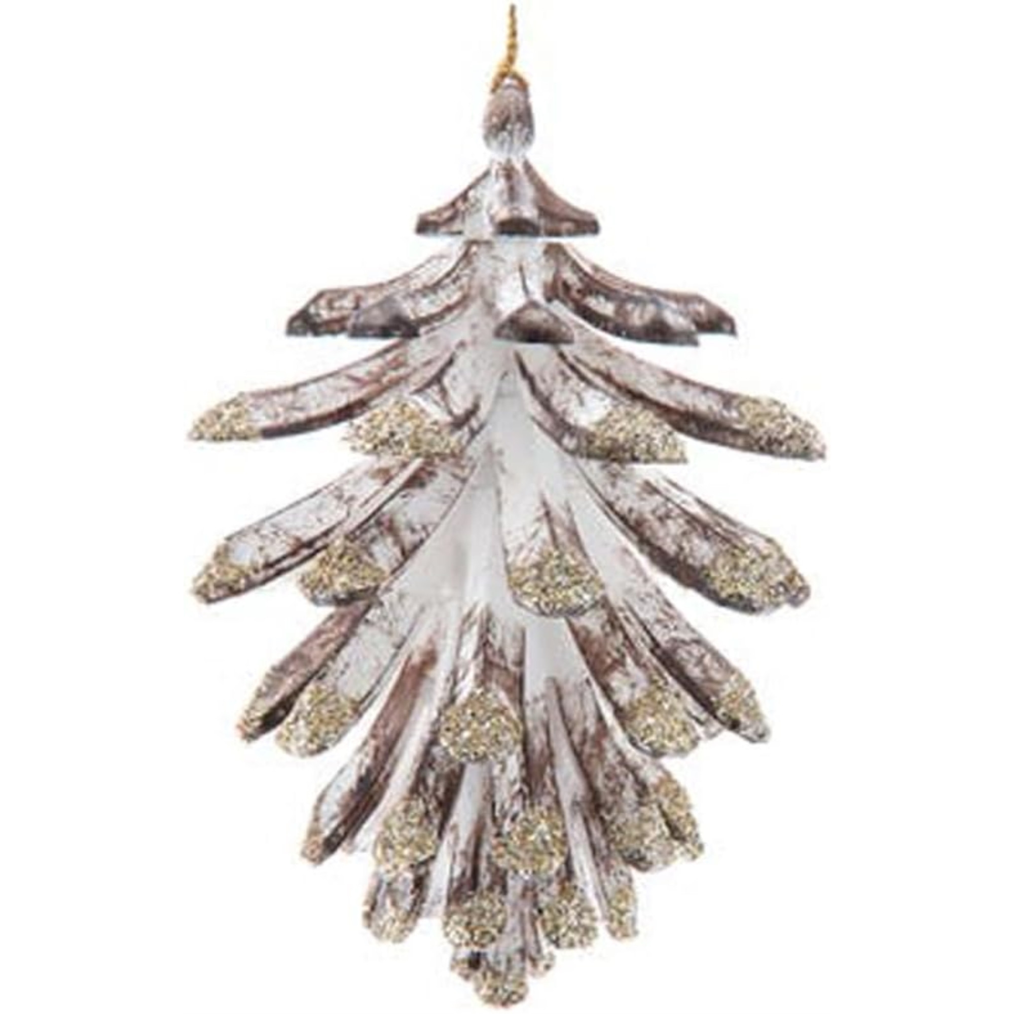 Kurt Adler Plastic Ornament for Christmas Tree, Brown Glittered Pinecone
