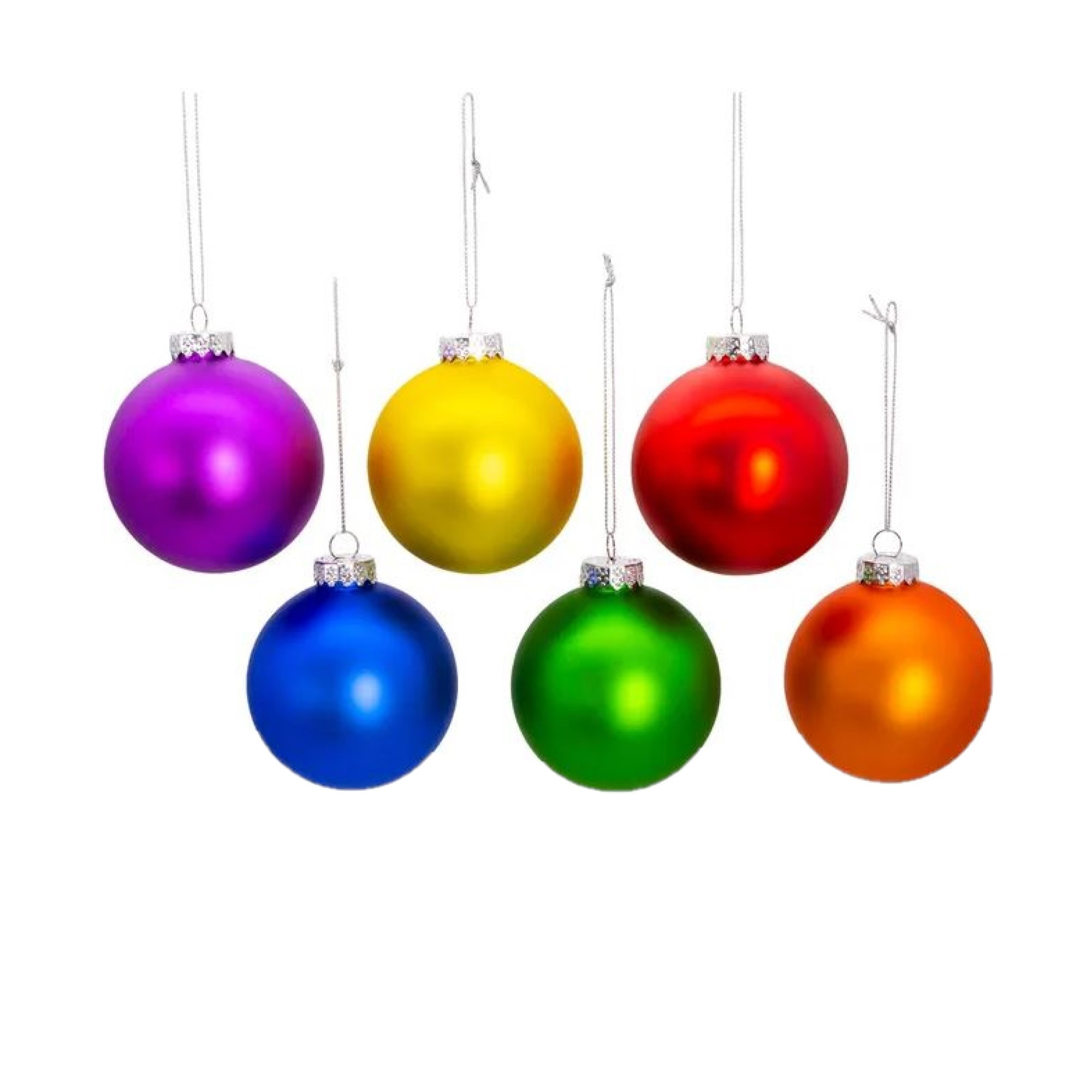 Kurt Adler Glass Ball Ornaments for Christmas Tree, Matte Pride, Assorted (6-Piece Box Set)